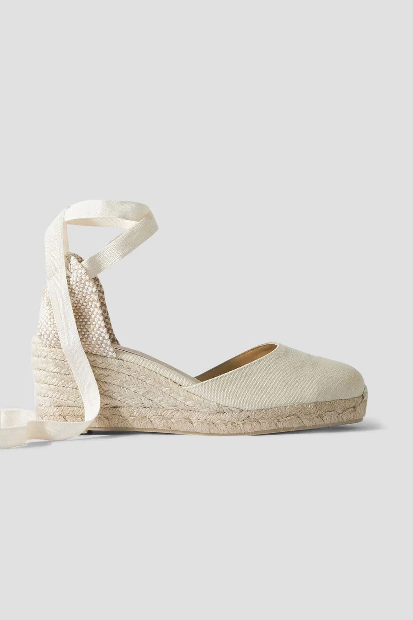 Castaer Carina 60 Canvas Wedge Espadrilles Ivory Women's