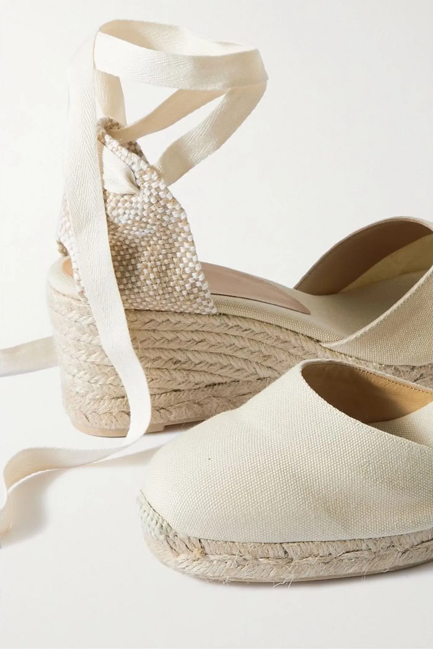 Castaer Carina 60 Canvas Wedge Espadrilles Ivory Women's