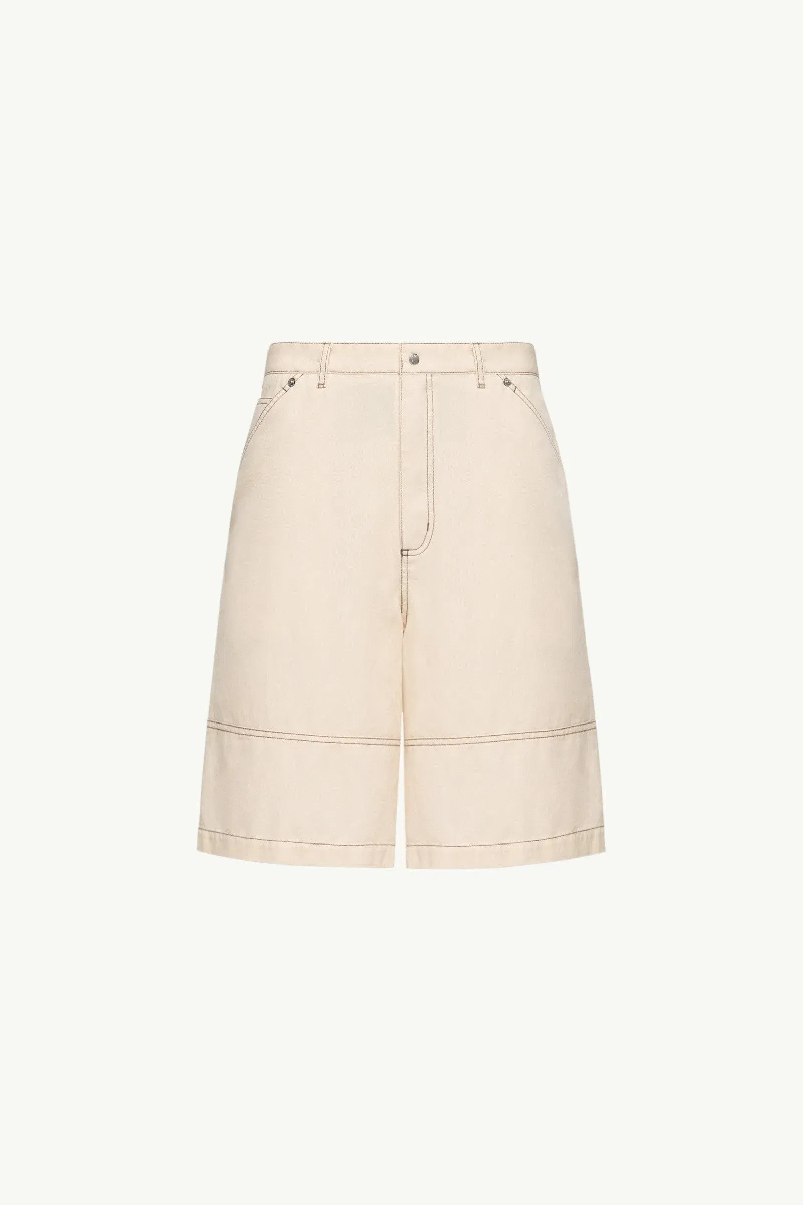 Moncler Linen & Cotton Gabardine Cargo Shorts White Ivory White Ivory