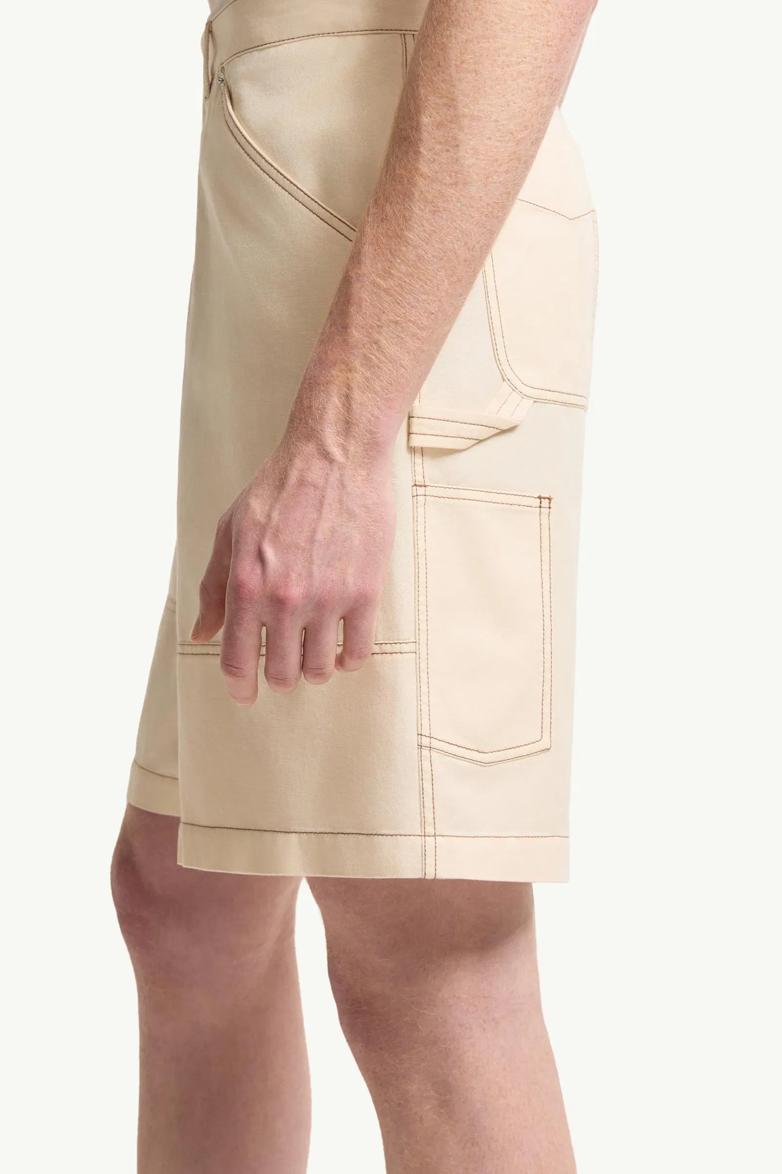 Moncler Linen & Cotton Gabardine Cargo Shorts White Ivory White Ivory