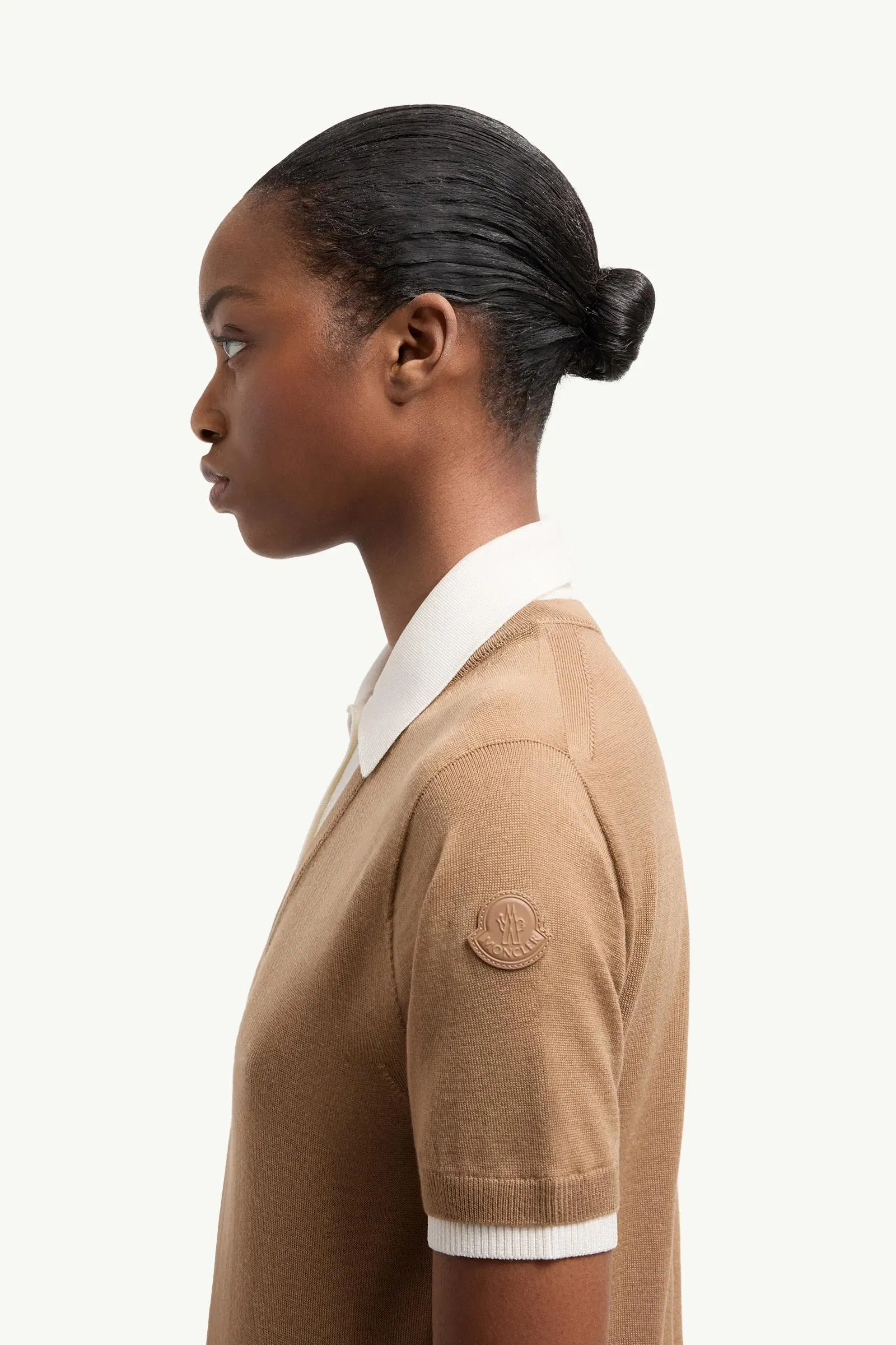 Moncler Layered Wool Polo Shirt Beige Beige
