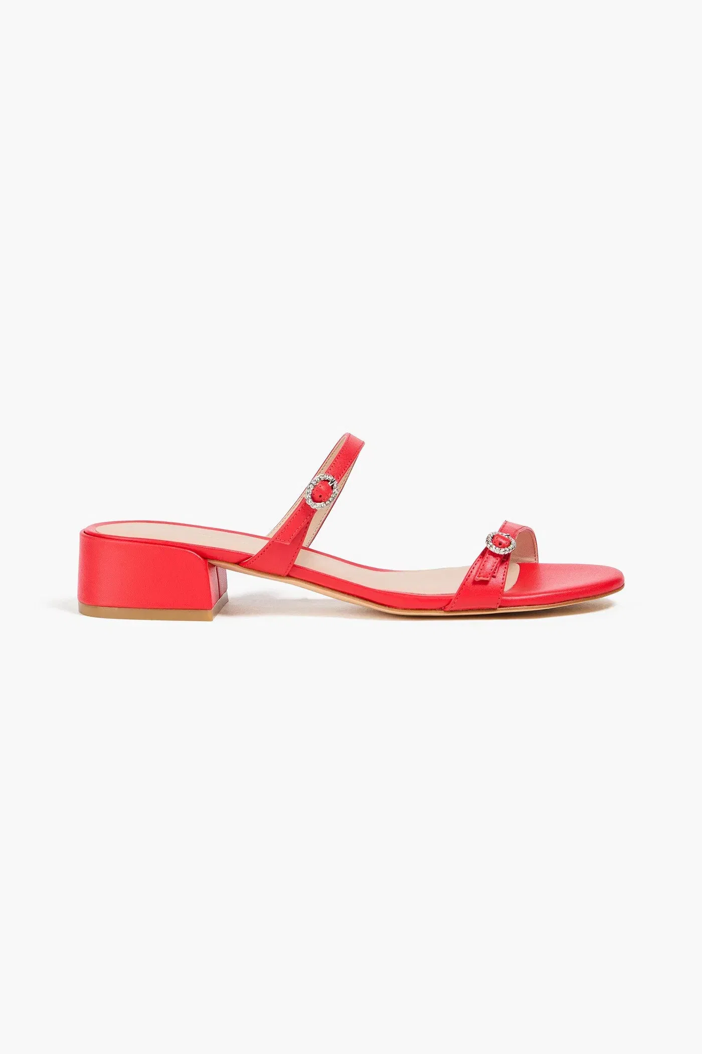 Stuart Weitzman Ginger Leather Mules Red Women's