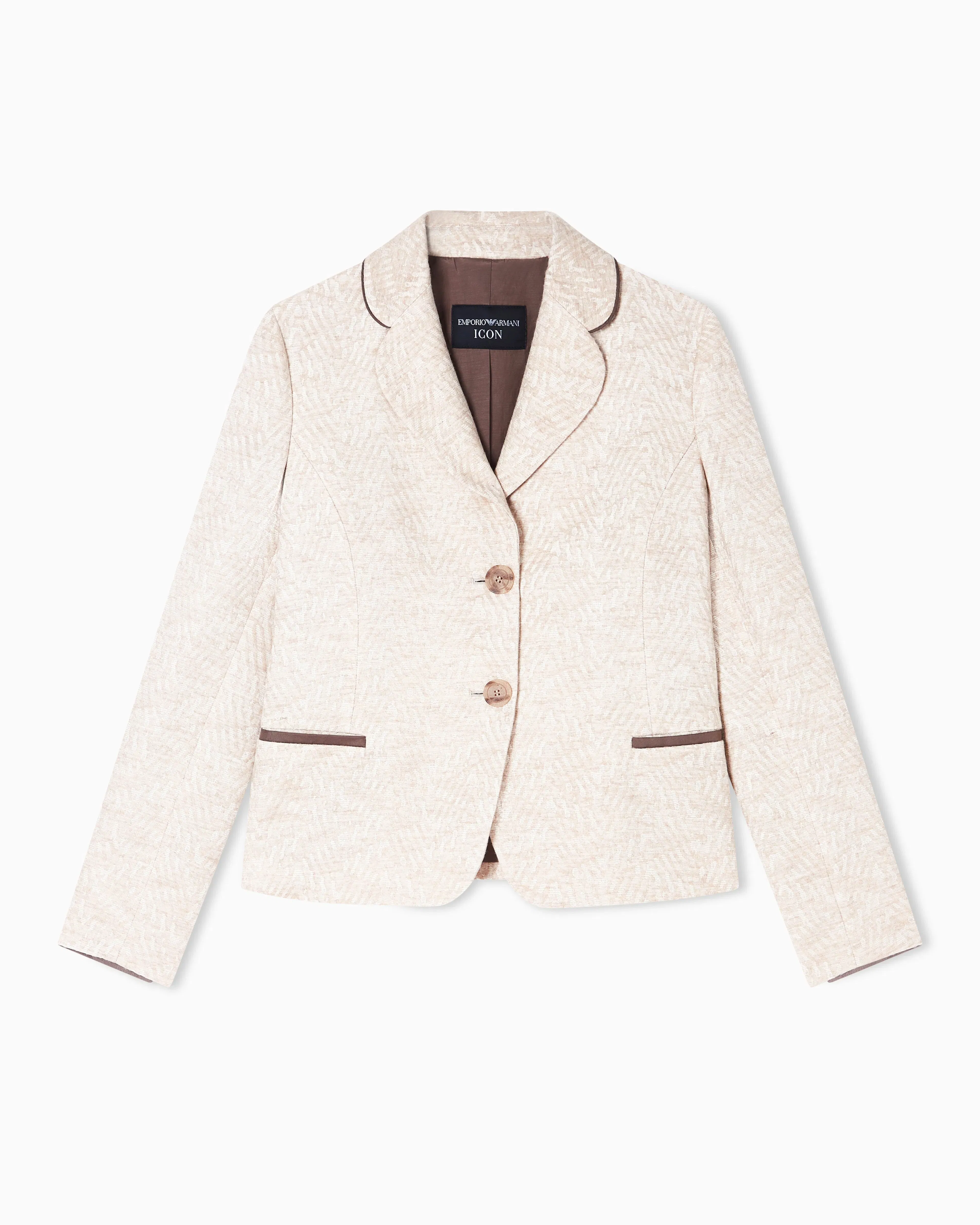 Emporio Armani Icon jacket in a jacquard wool blend with an embossed pattern