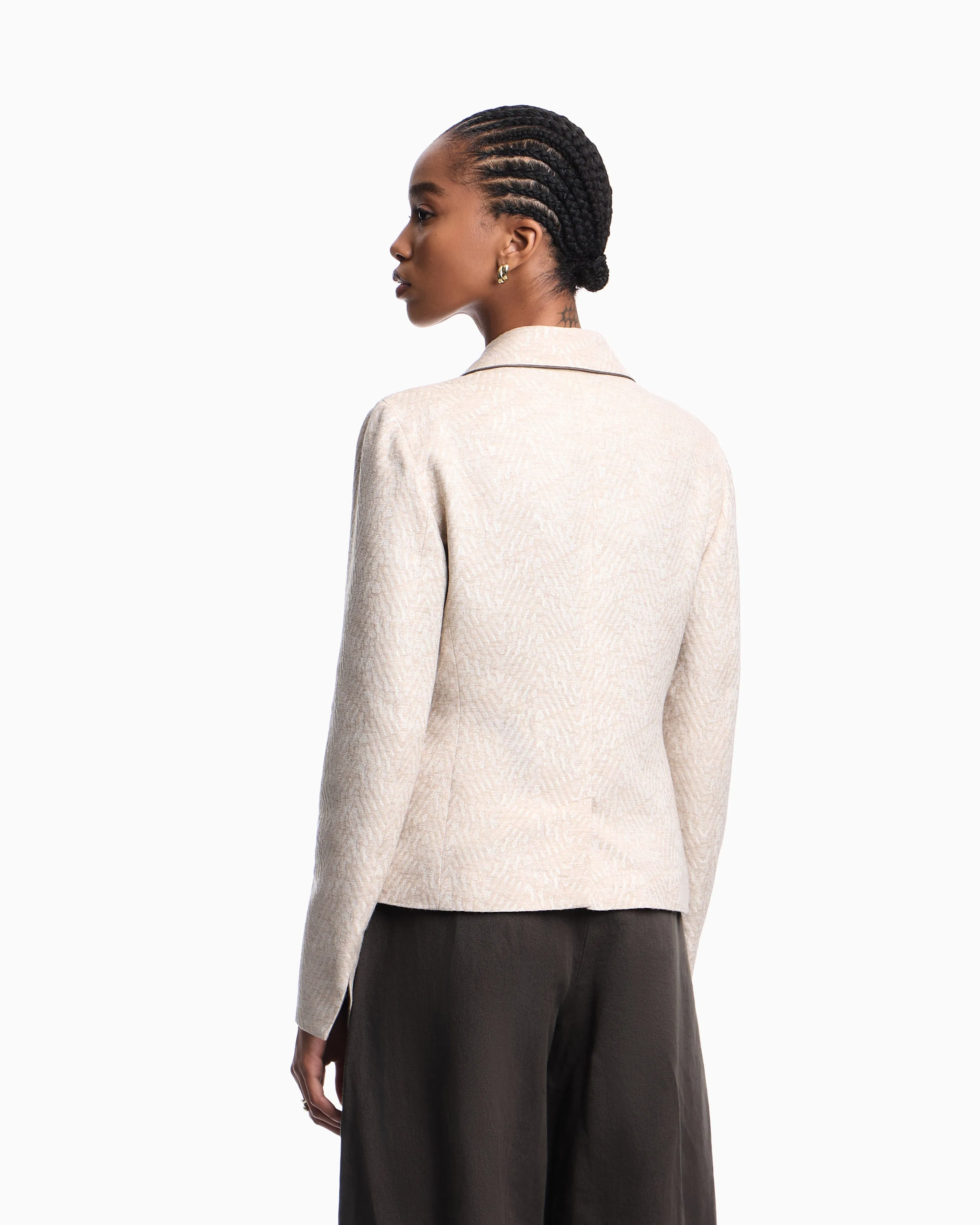 Emporio Armani Icon jacket in a jacquard wool blend with an embossed pattern