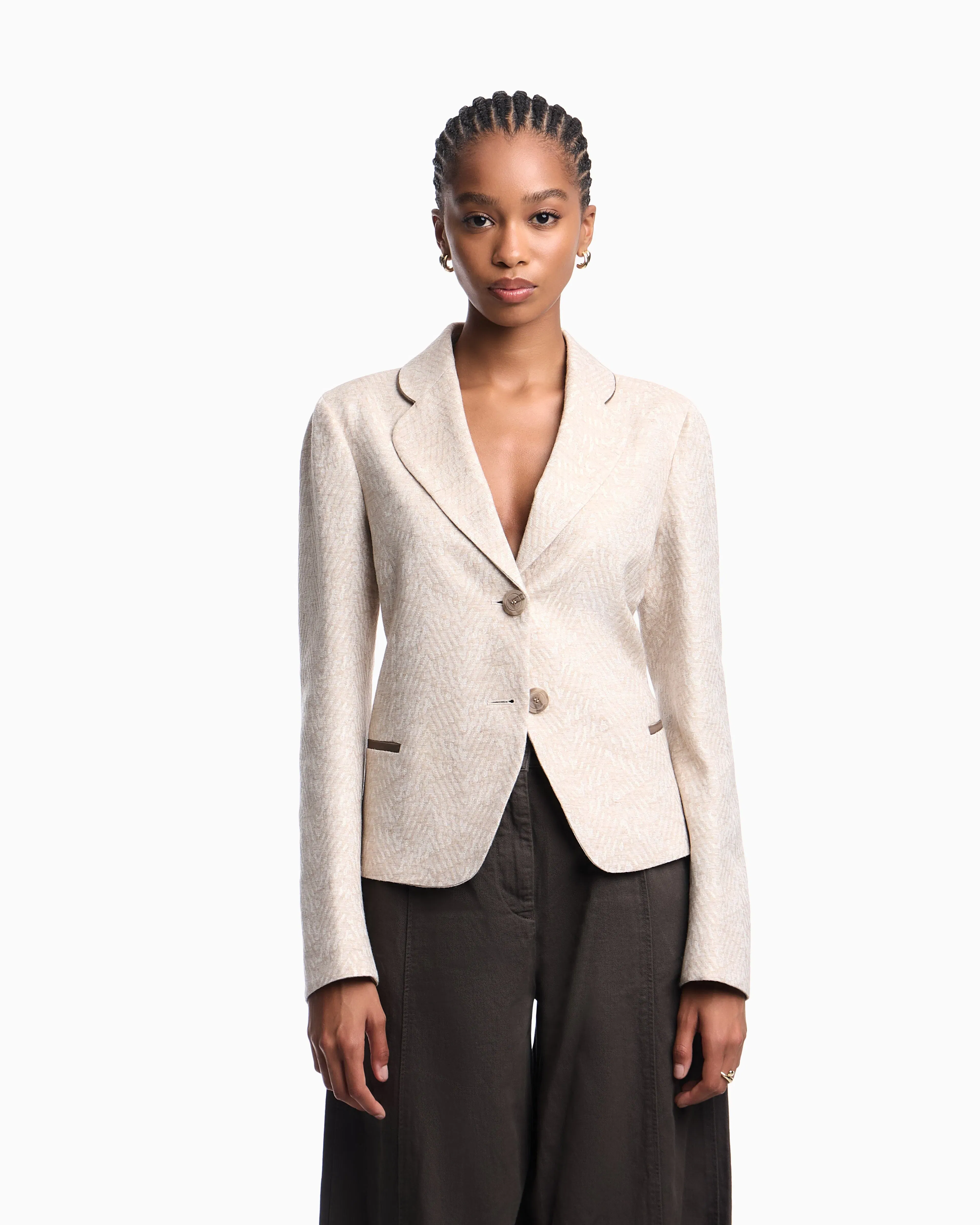Emporio Armani Icon jacket in a jacquard wool blend with an embossed pattern