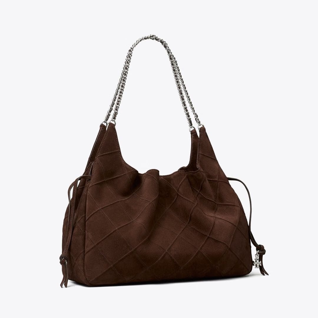 Tory Burch Large Fleming Suede Tote Dark Cocoa