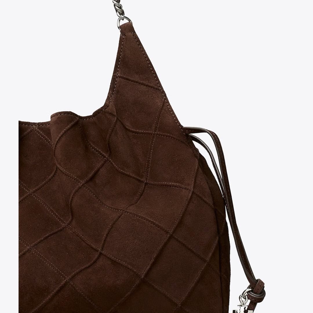 Tory Burch Large Fleming Suede Tote Dark Cocoa
