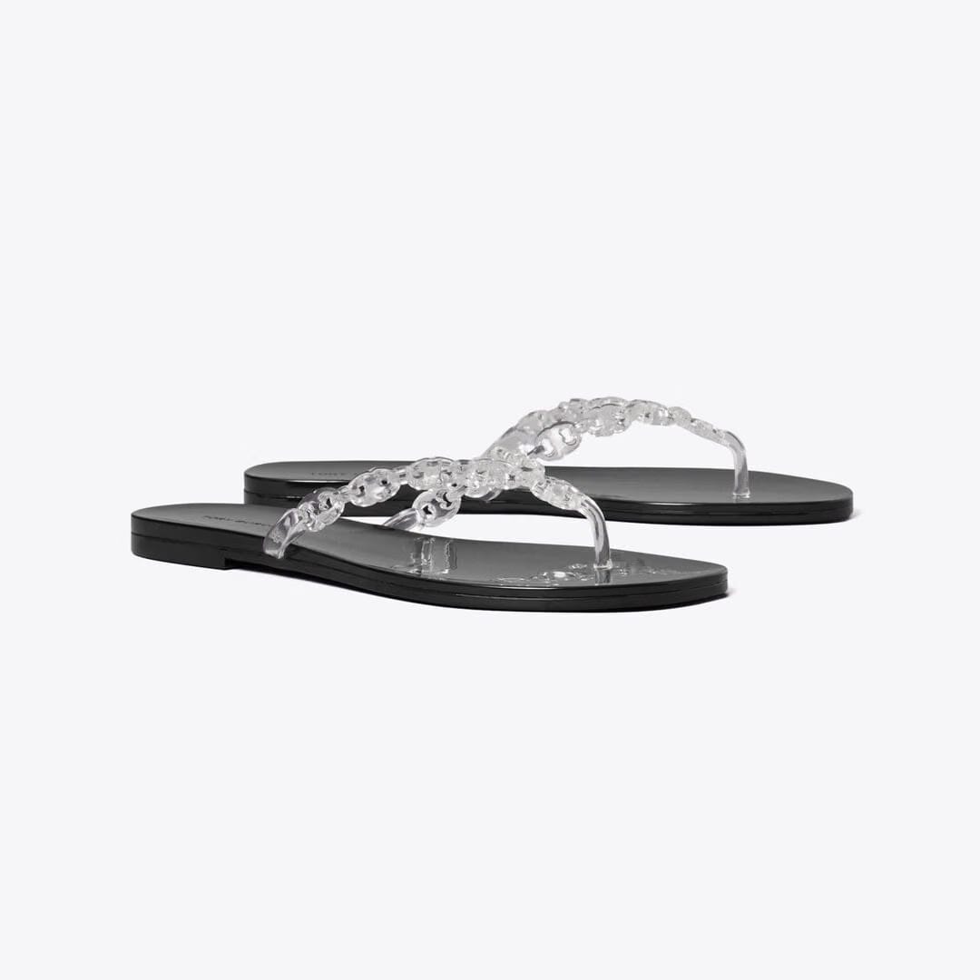 Tory Burch Gemini Link Jelly Flip-Flop CLEAR / PERFECT BLACK