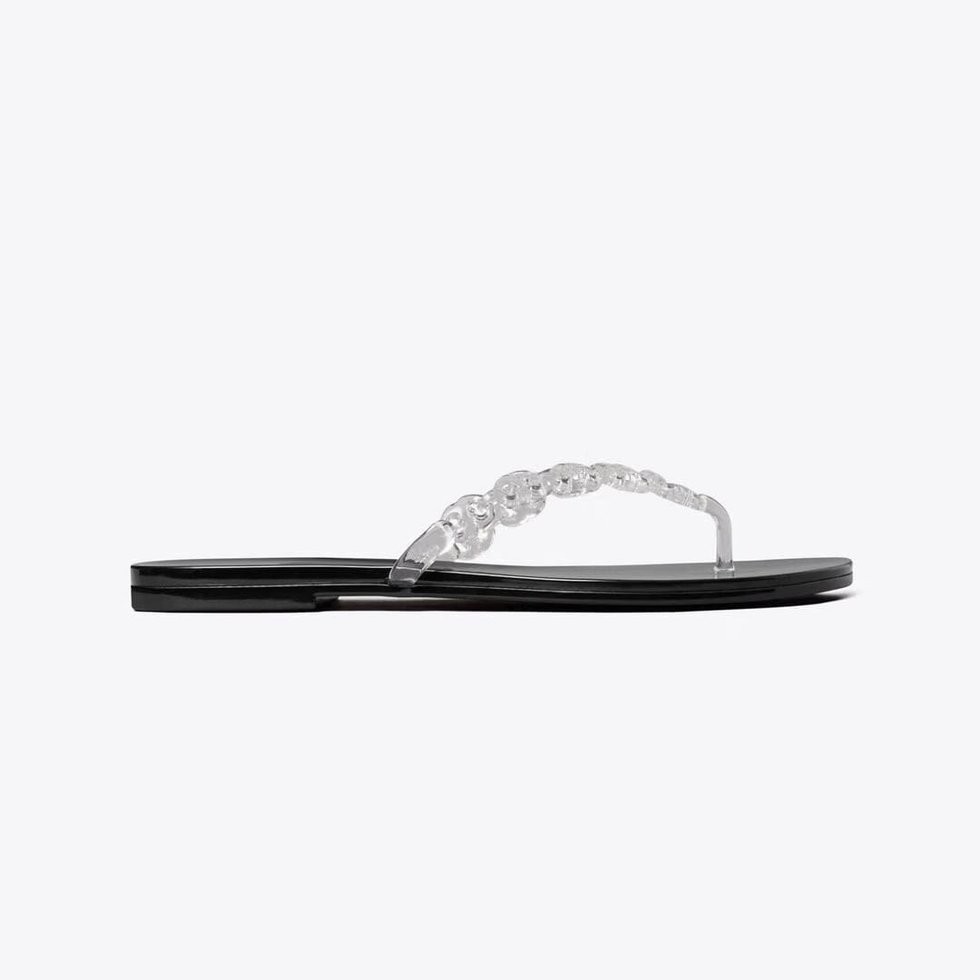 Tory Burch Gemini Link Jelly Flip-Flop CLEAR / PERFECT BLACK