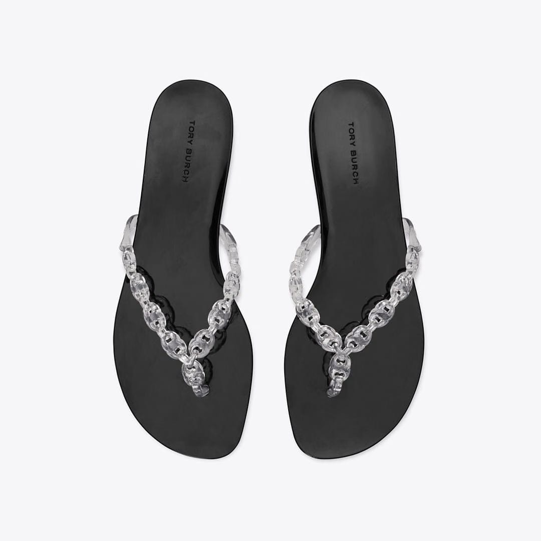 Tory Burch Gemini Link Jelly Flip-Flop CLEAR / PERFECT BLACK
