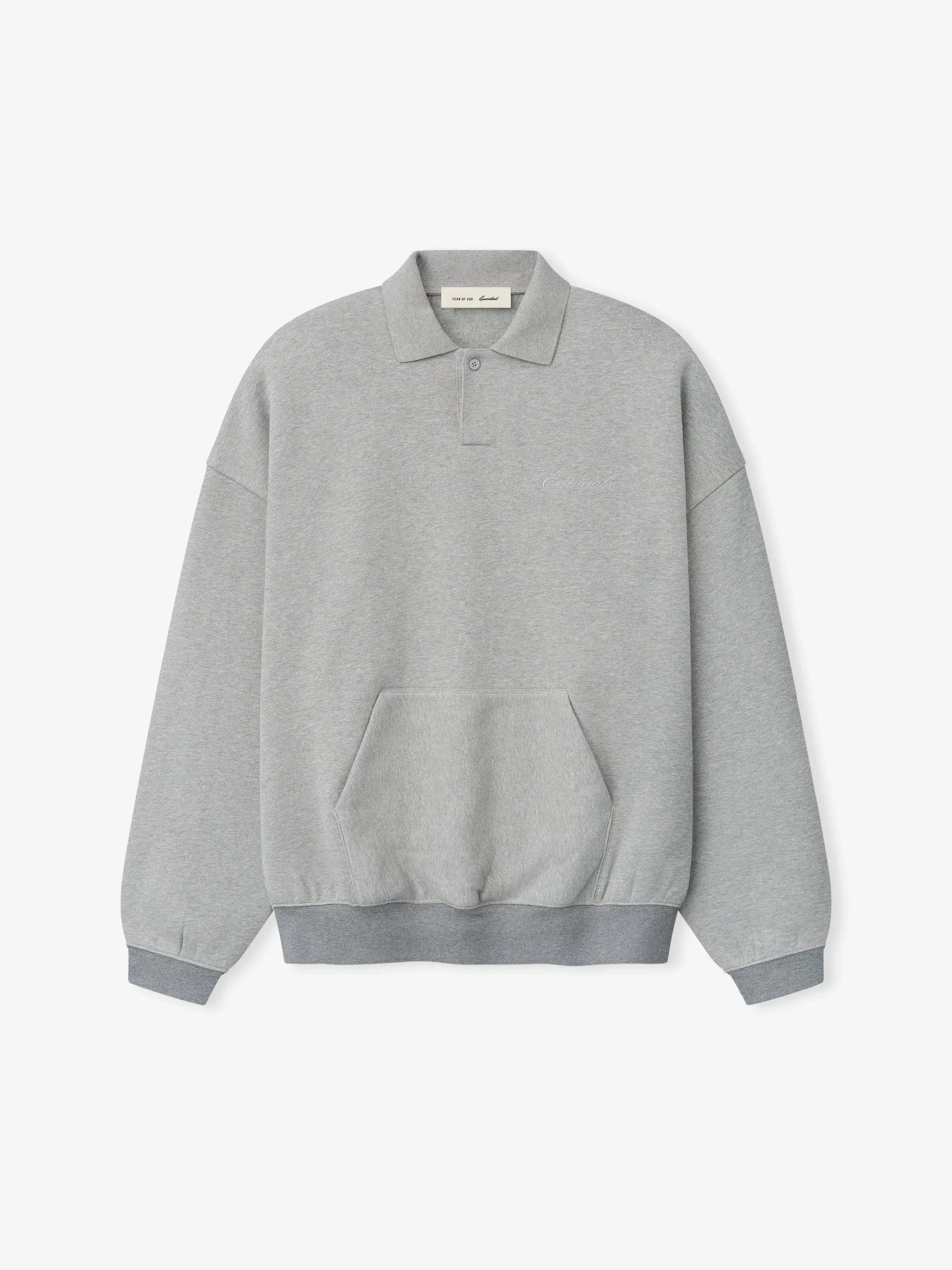 Essentials Signature 90S Polo Sweatshirt Concrete Heather