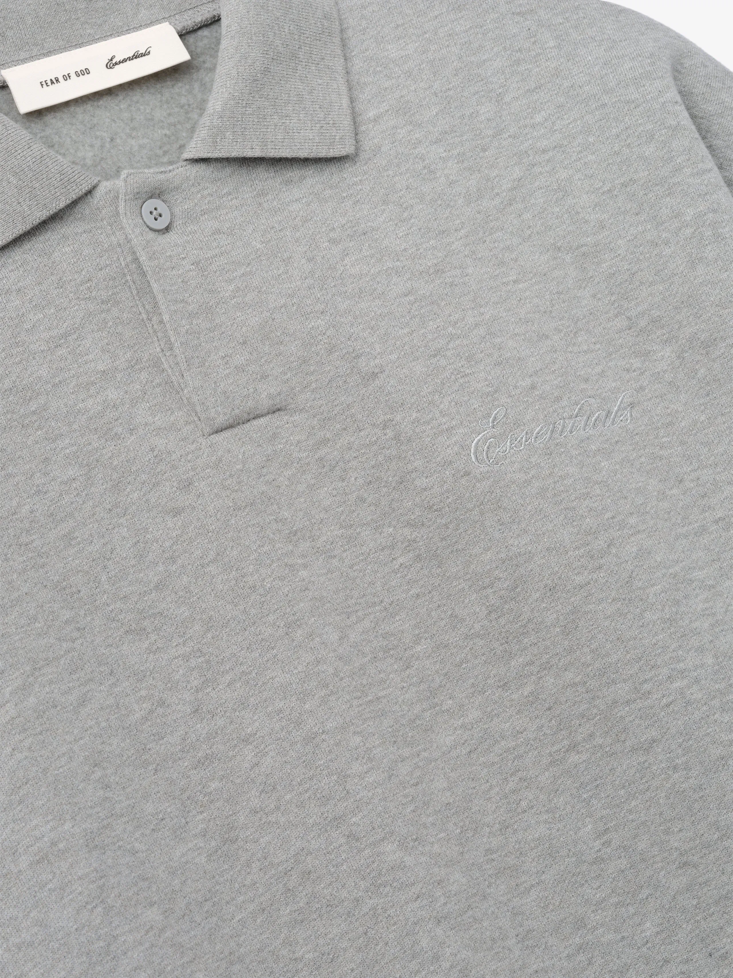 Essentials Signature 90S Polo Sweatshirt Concrete Heather