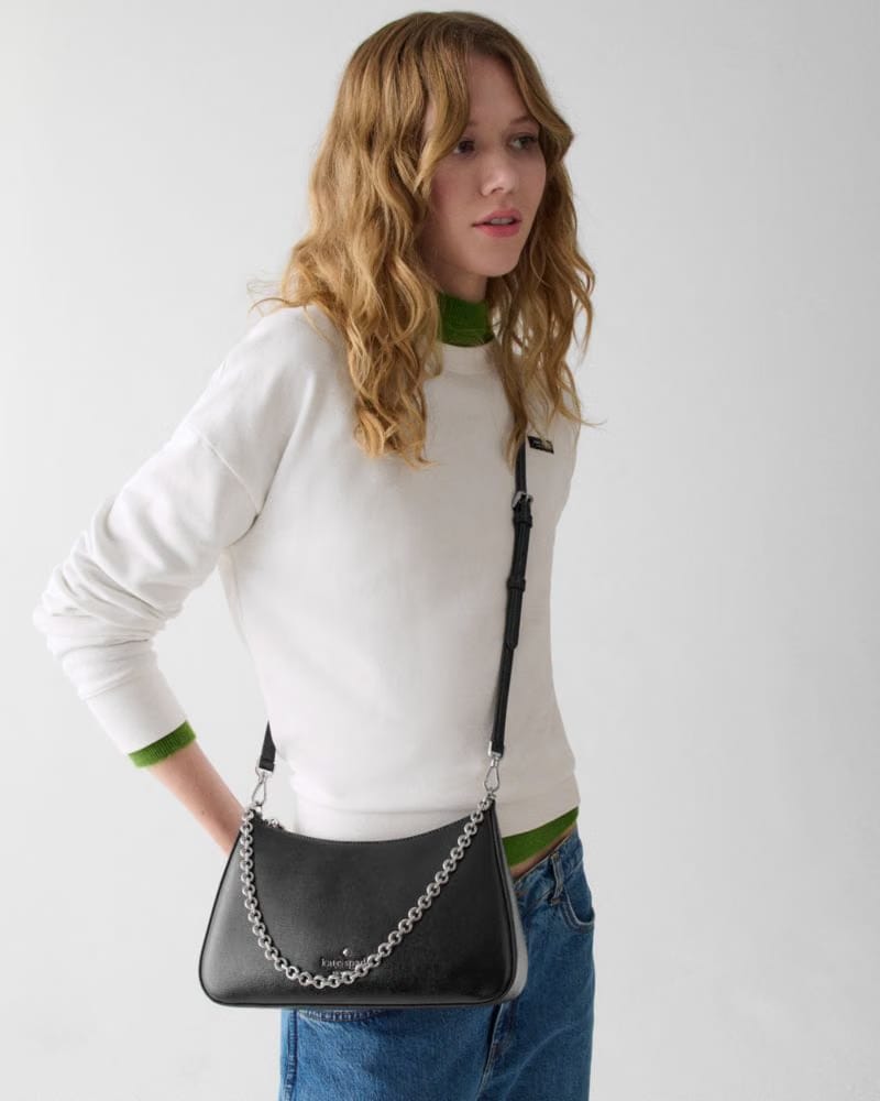 Kate Spade Margot Textured Patent Leather Convertible Crossbody Black