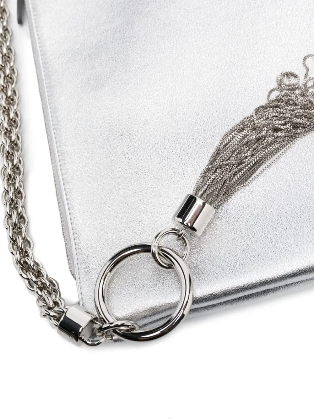 Callie metallic tassel clutch