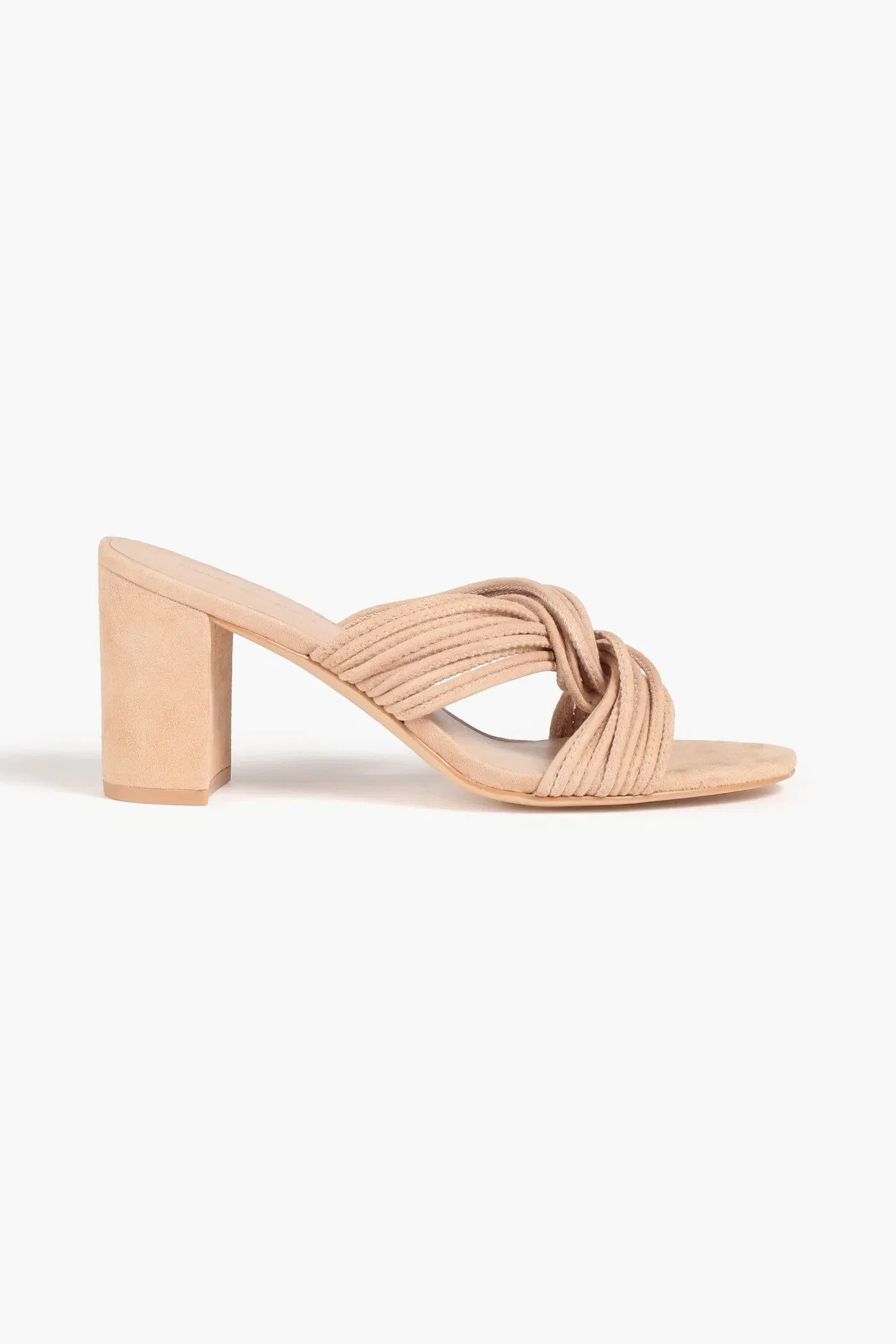 Stuart Weitzman Twist Block 75 Suede Mules Neutral Women's