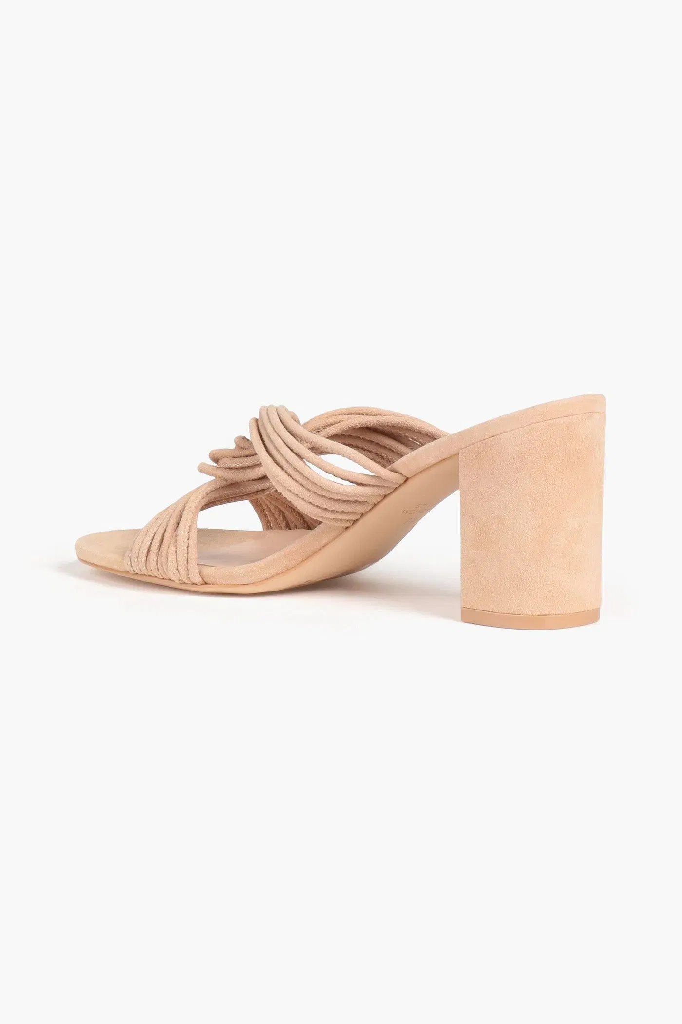 Stuart Weitzman Twist Block 75 Suede Mules Neutral Women's