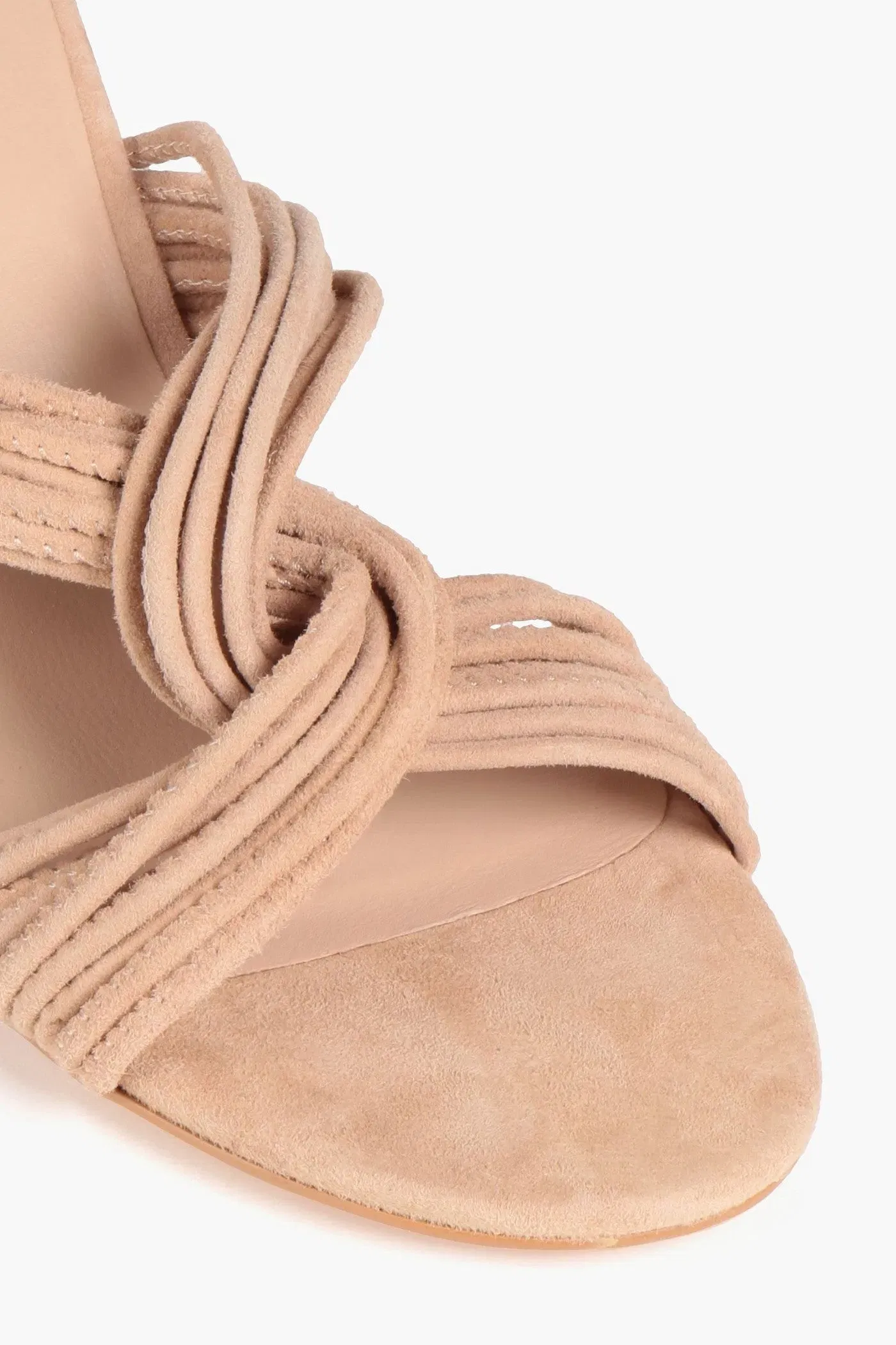 Stuart Weitzman Twist Block 75 Suede Mules Neutral Women's
