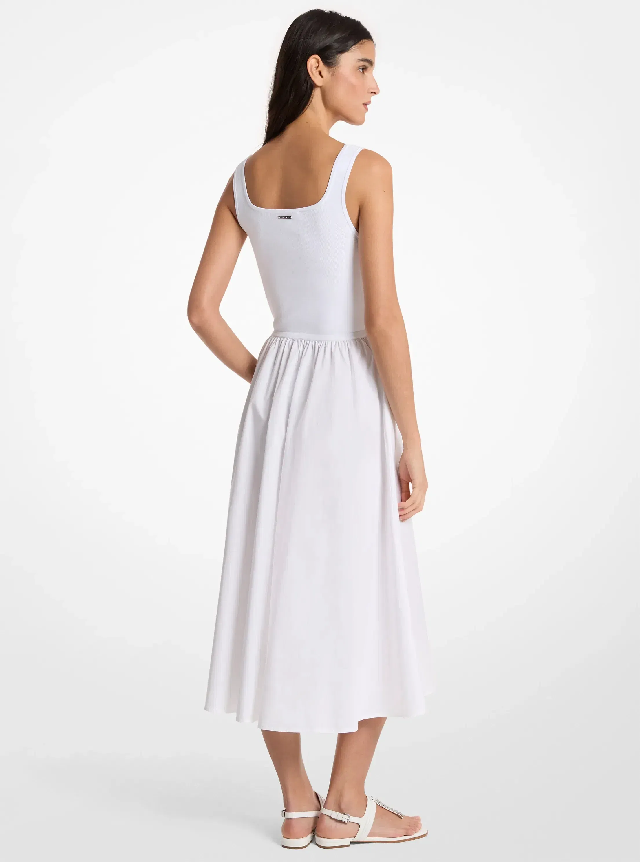 Michael Kors Viscose Blend Midi Dress WHITE