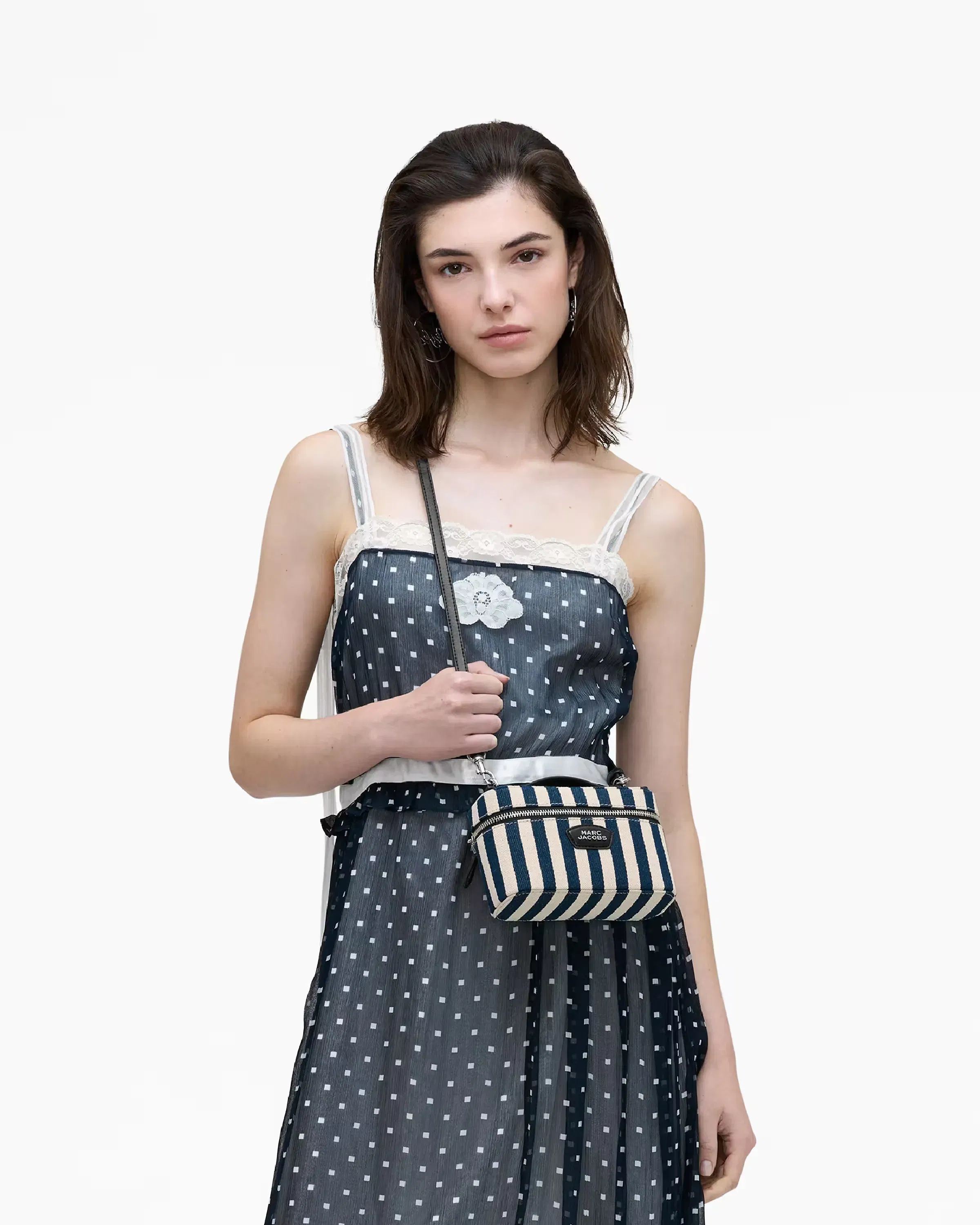 Marc Jacobs The Stripe Canvas Everyday Vanity Bag Blue Sea Multi