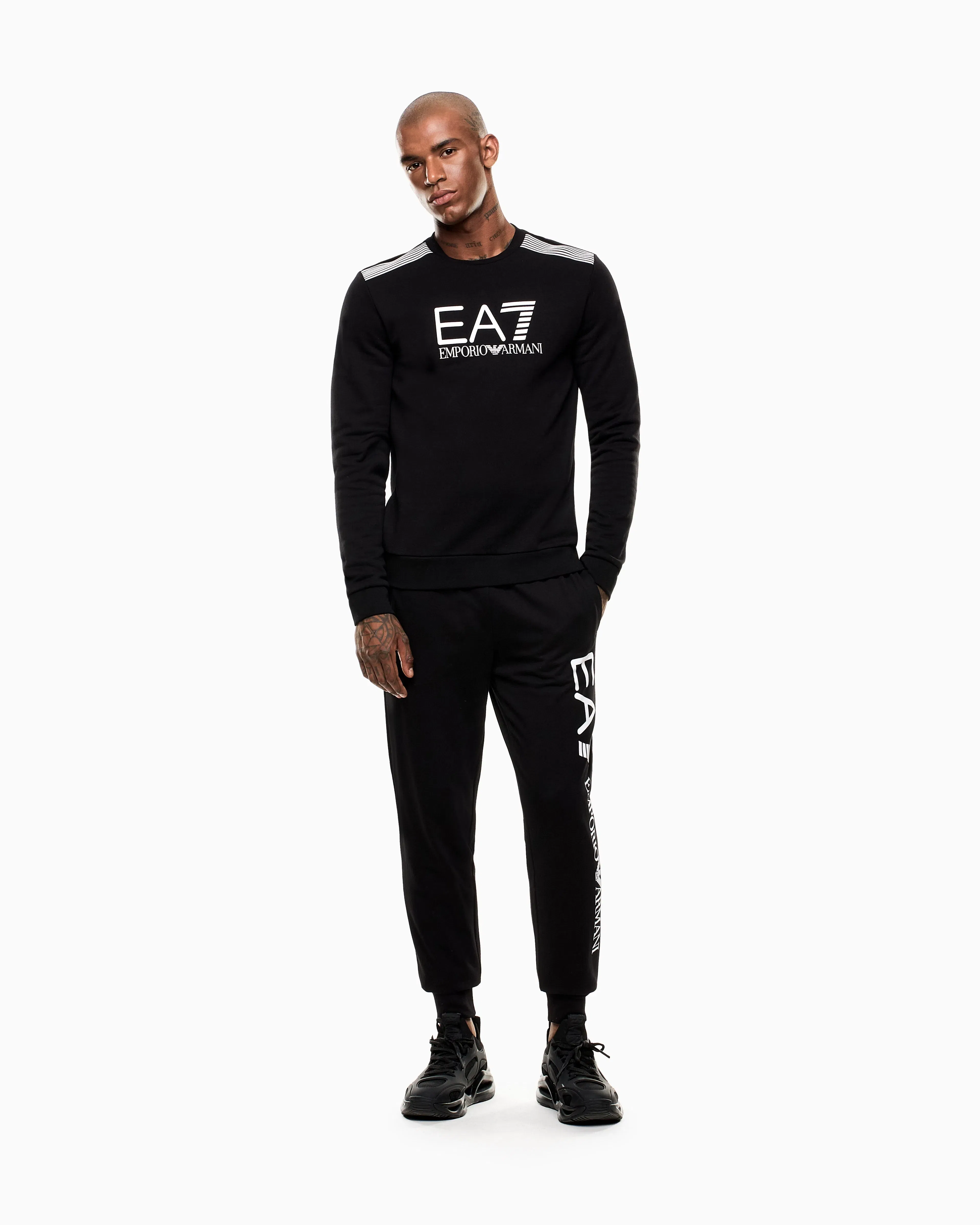EA7 Logo joggers in slim-fit cotton with pockets Logo Series