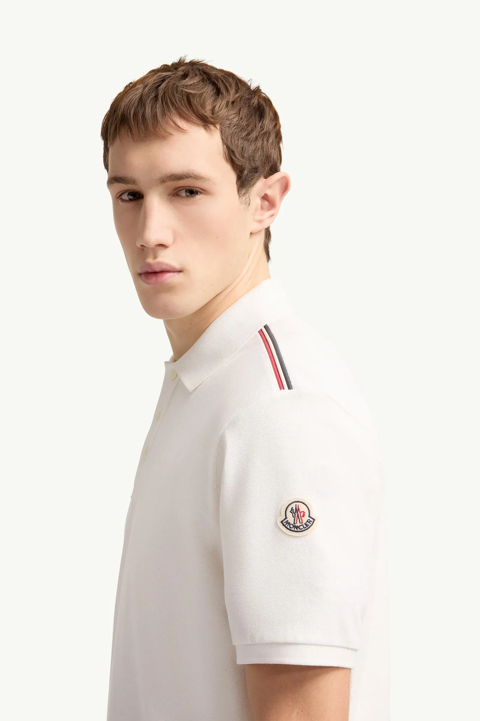 Moncler Tricolor-Trimmed Cotton Piquet Polo Shirt White White