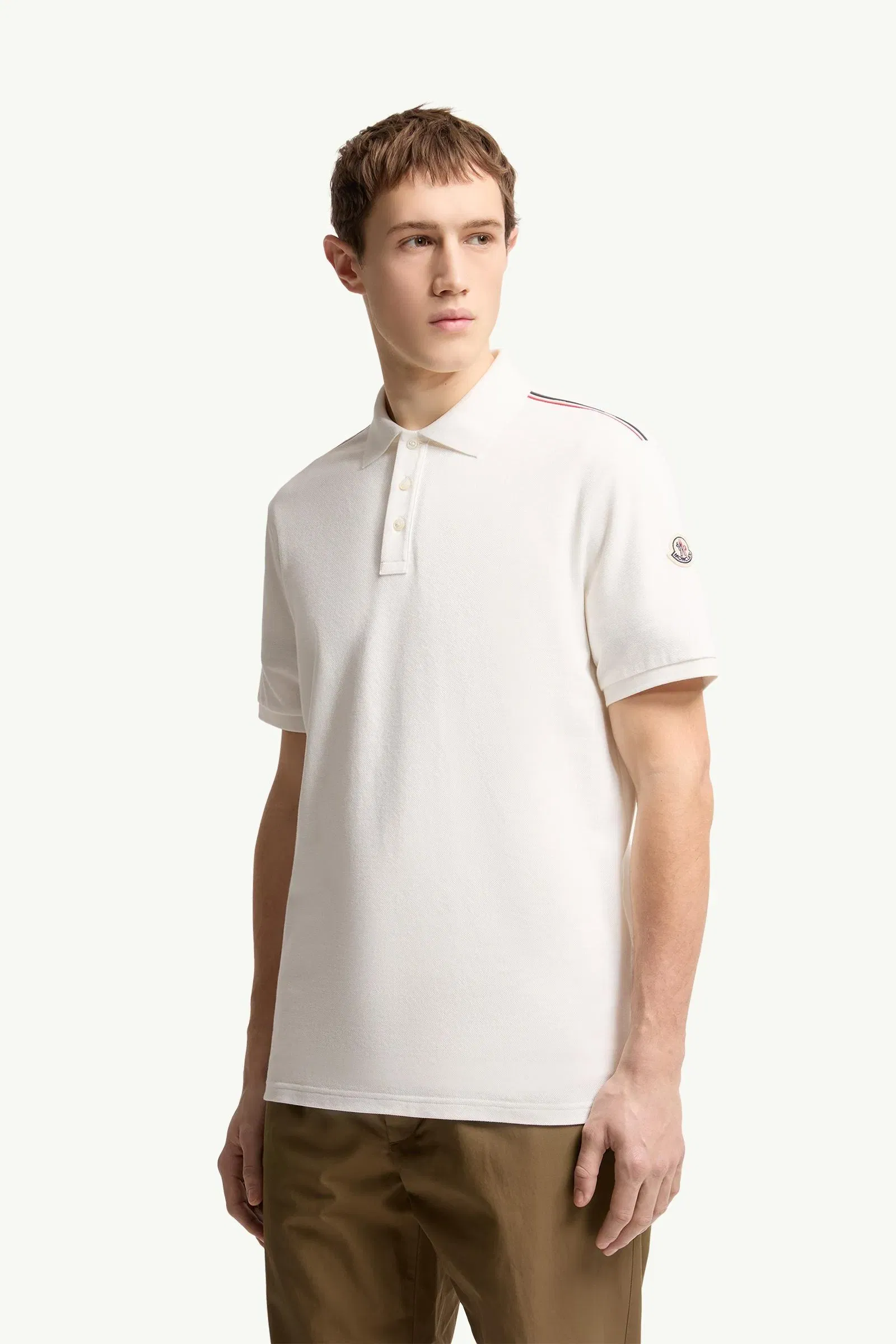 Moncler Tricolor-Trimmed Cotton Piquet Polo Shirt White White
