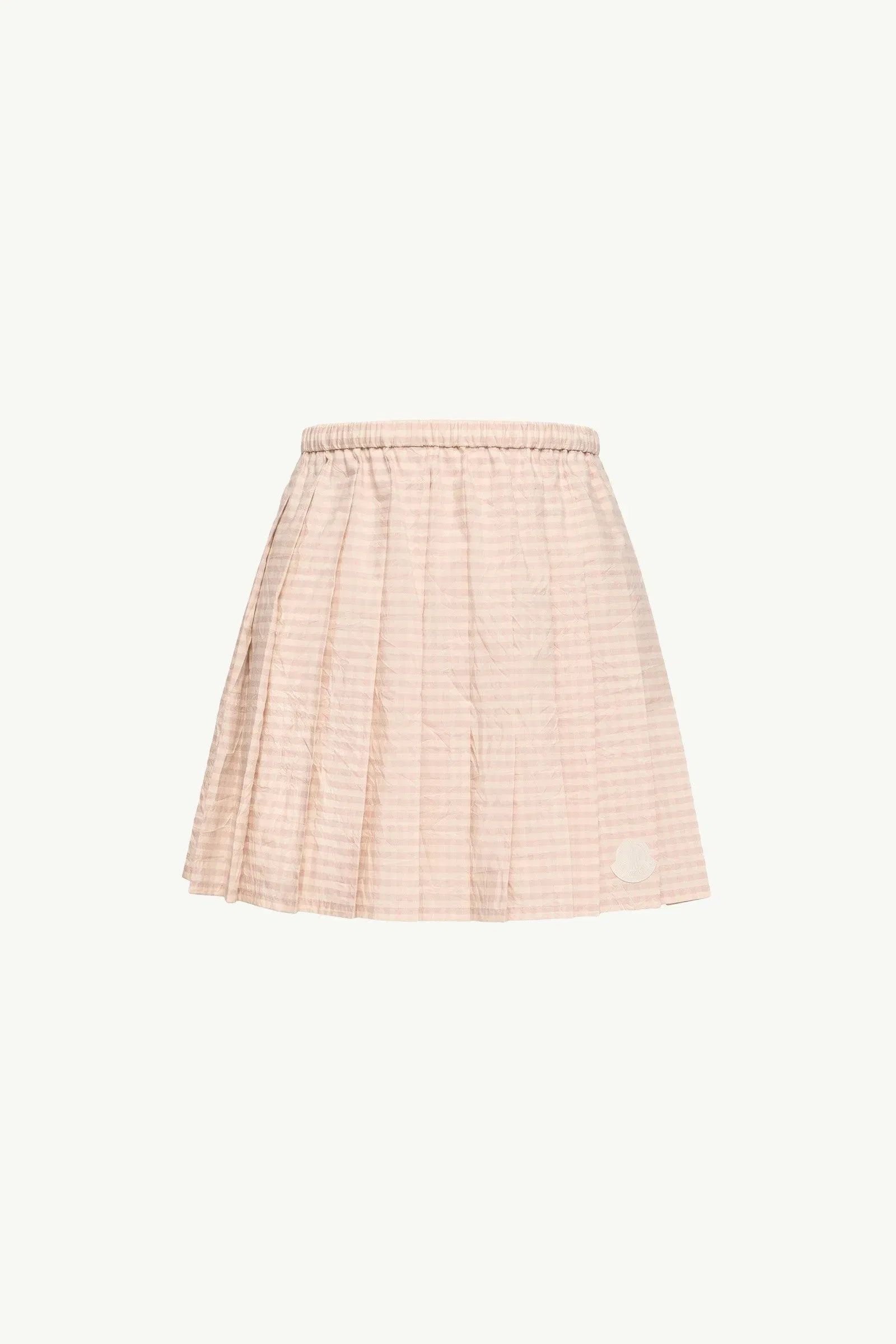 Moncler Vichy Cotton Blend Pleated Mini Skirt Light Pink Light Pink