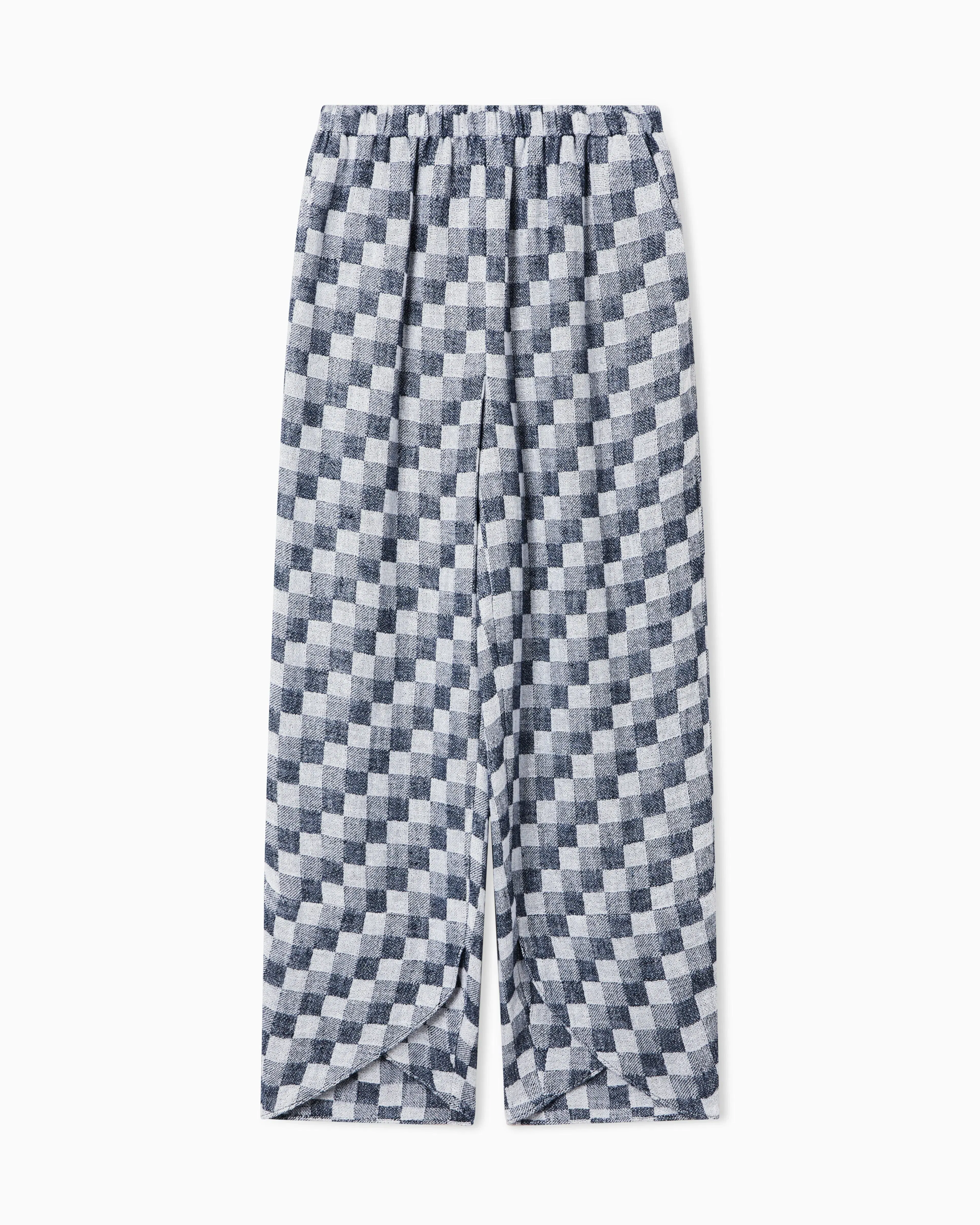 Emporio Armani Check linen gauze trousers