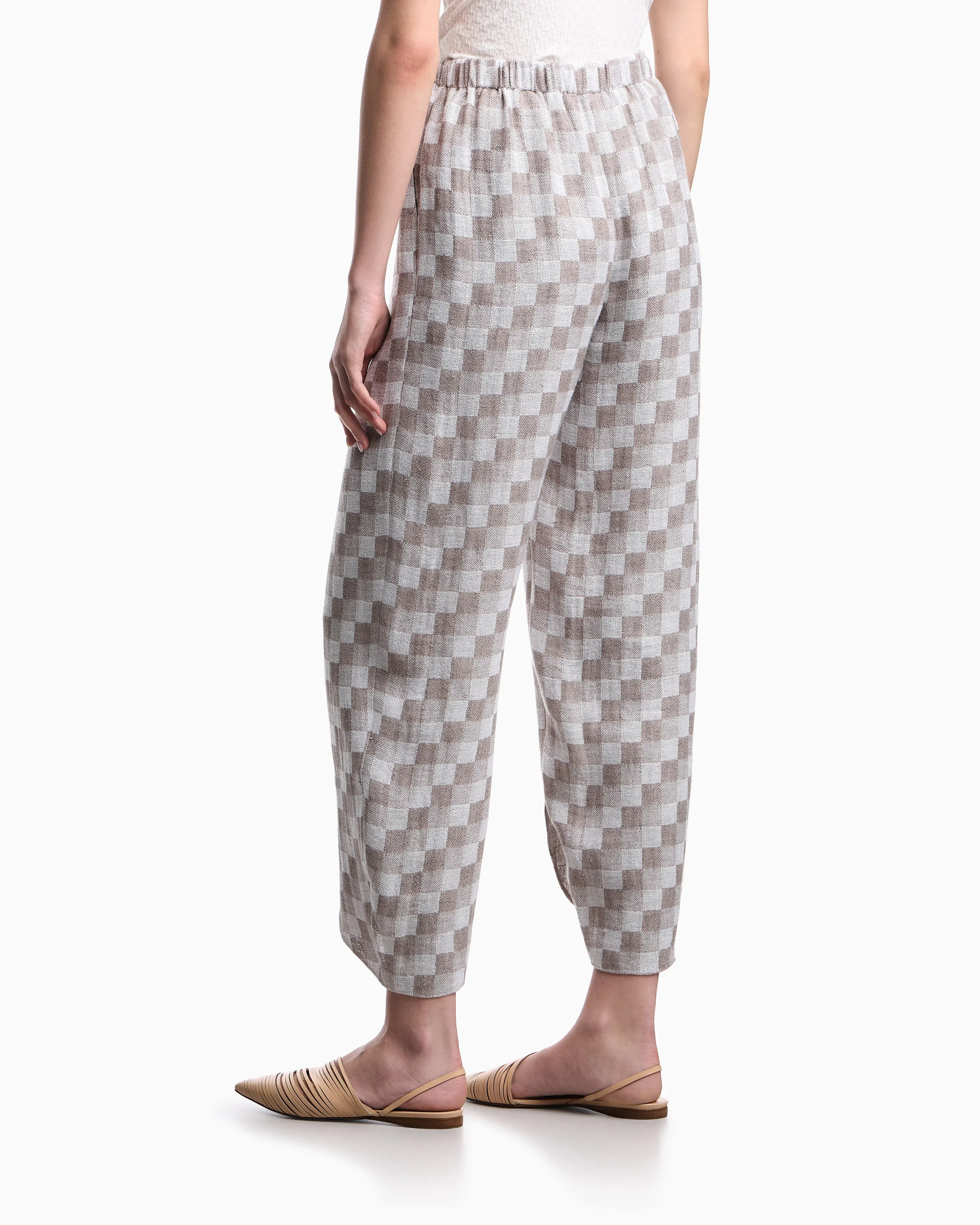 Emporio Armani Check linen gauze trousers