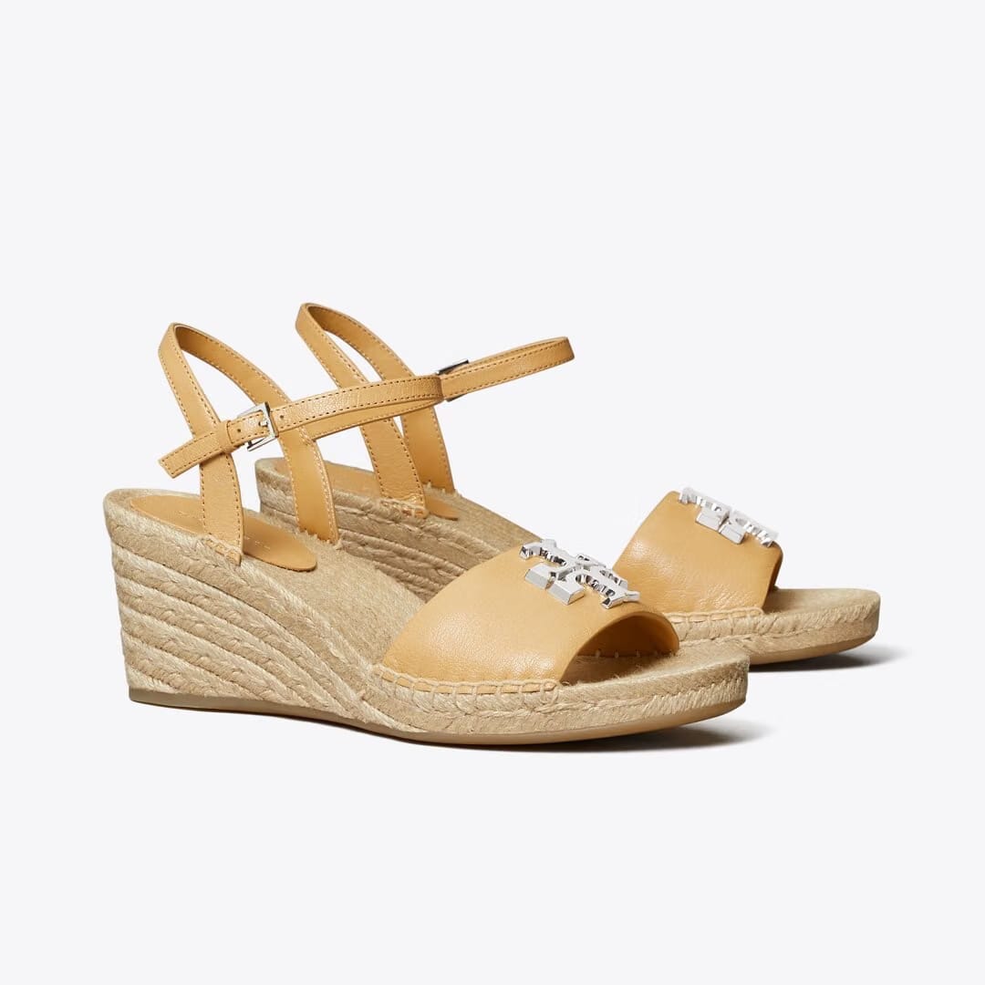 Tory Burch Eleanor Wedge Espadrille HONEYCOMB TAN / SILVER