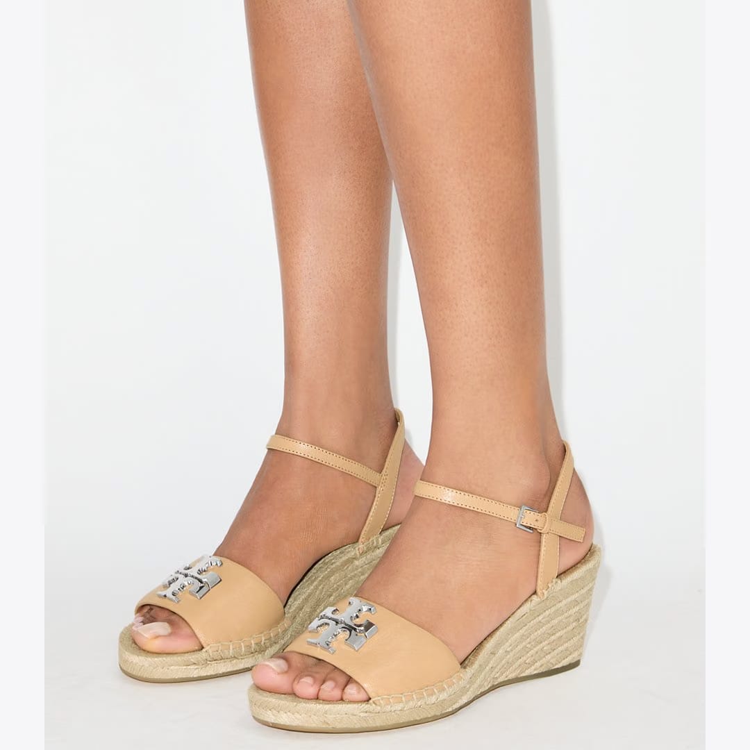 Tory Burch Eleanor Wedge Espadrille HONEYCOMB TAN / SILVER
