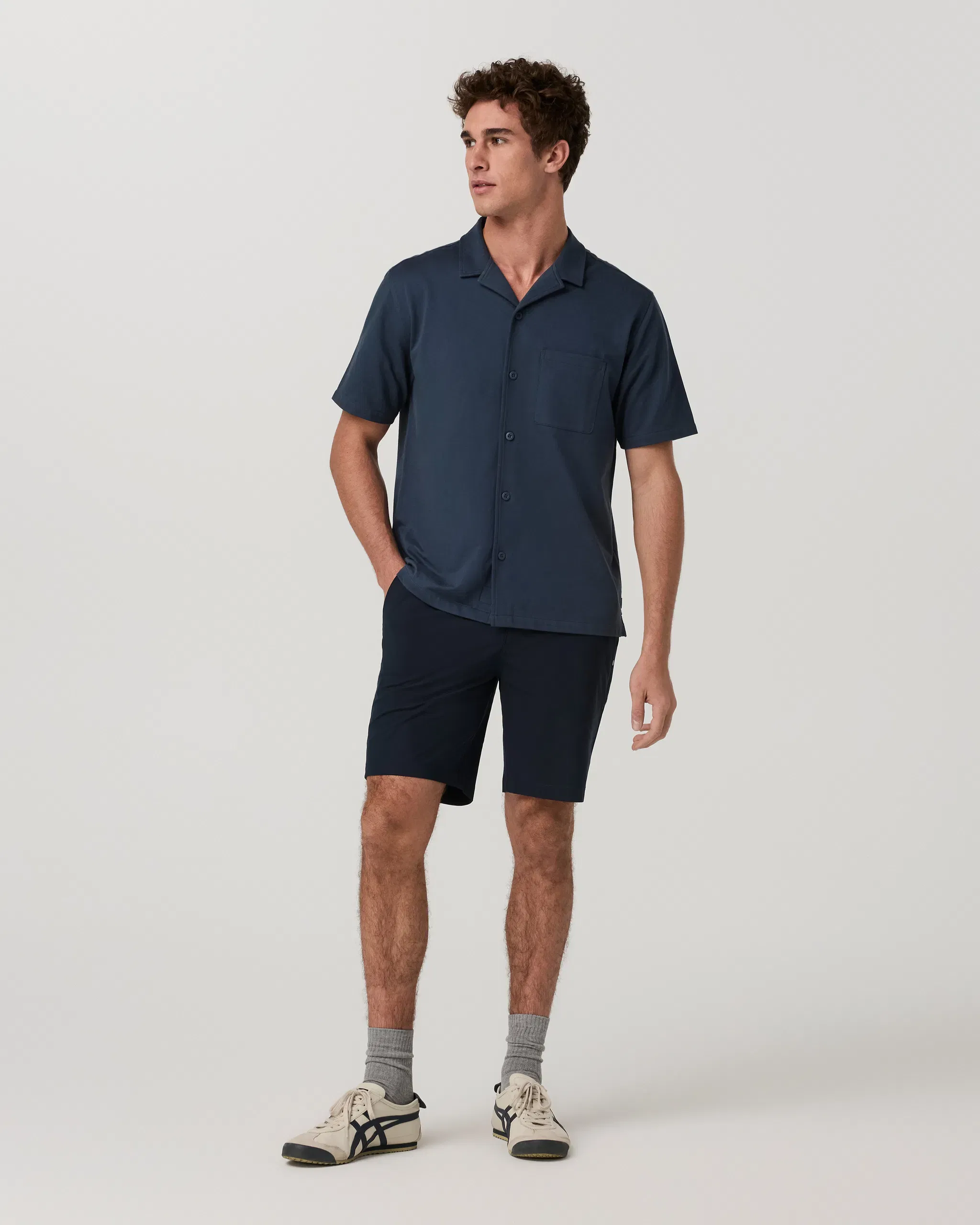 Vuori Short Sleeve Knit Oxford Camp Collar Button Down