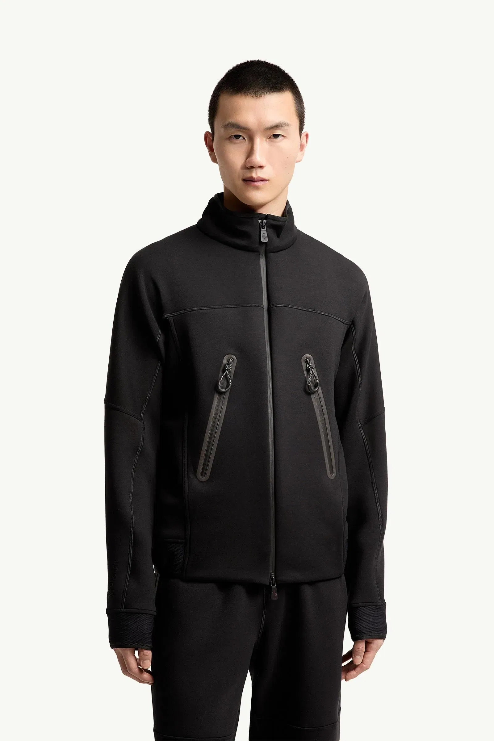 Moncler Logo Zip-Up Sweatshirt Black Black