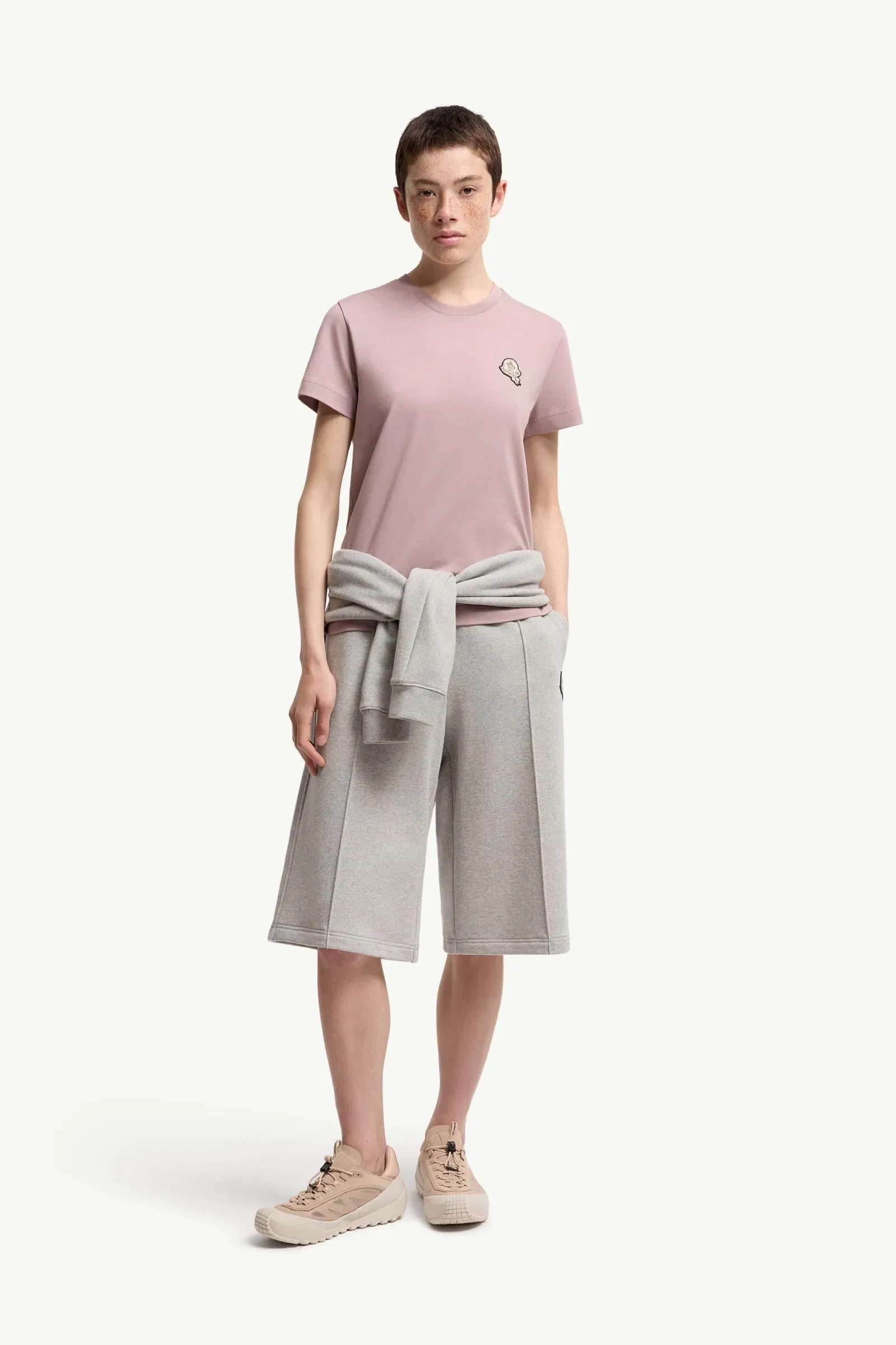 Moncler Logo Patch Cotton T-Shirt Light Pink Light Pink