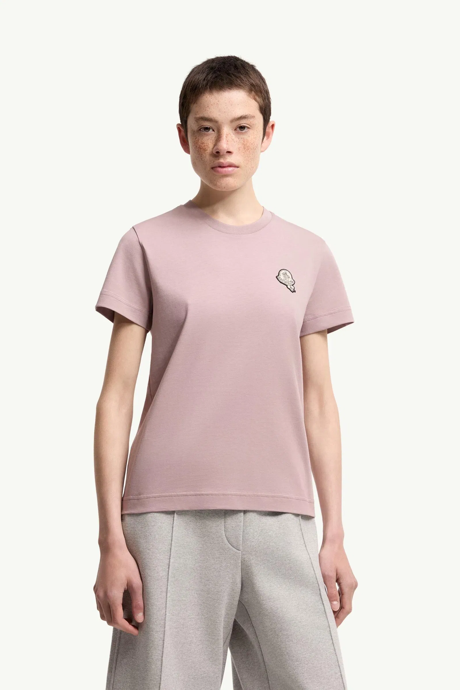 Moncler Logo Patch Cotton T-Shirt Light Pink Light Pink