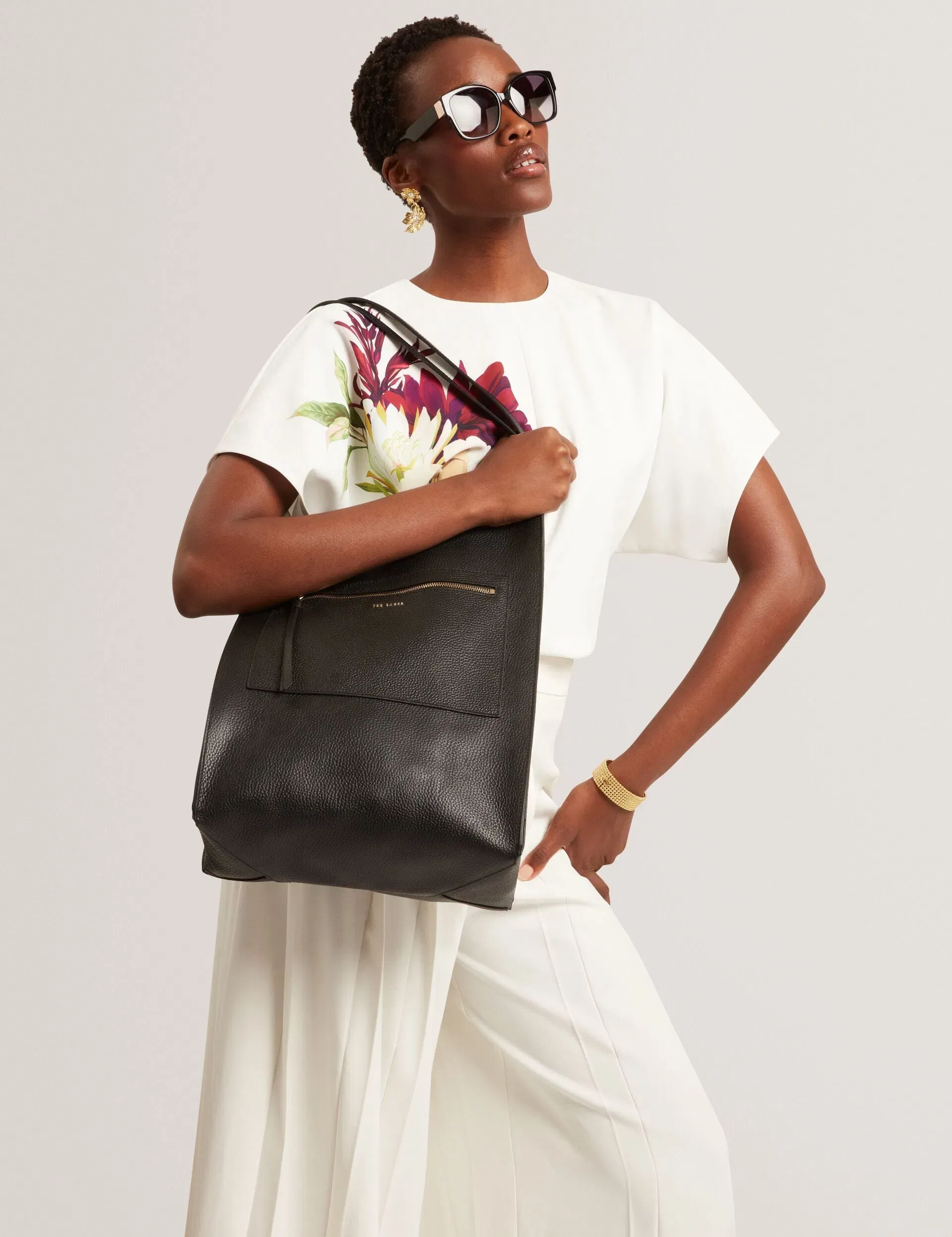Ted Baker Tammila Tall Soft Leather Structured Tote Bag In Black Women's