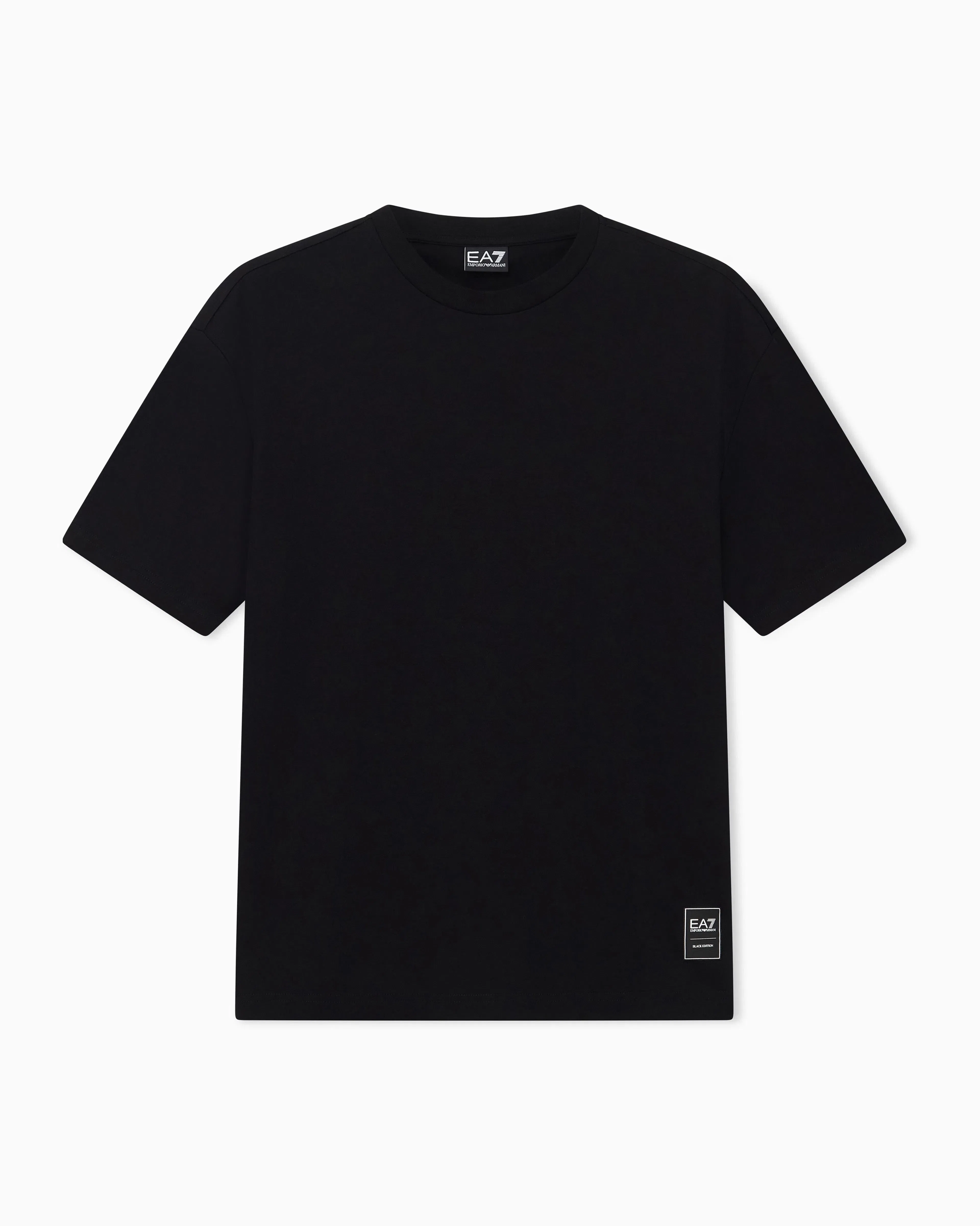 EA7 T-shirt Black & White cotton jersey rib details