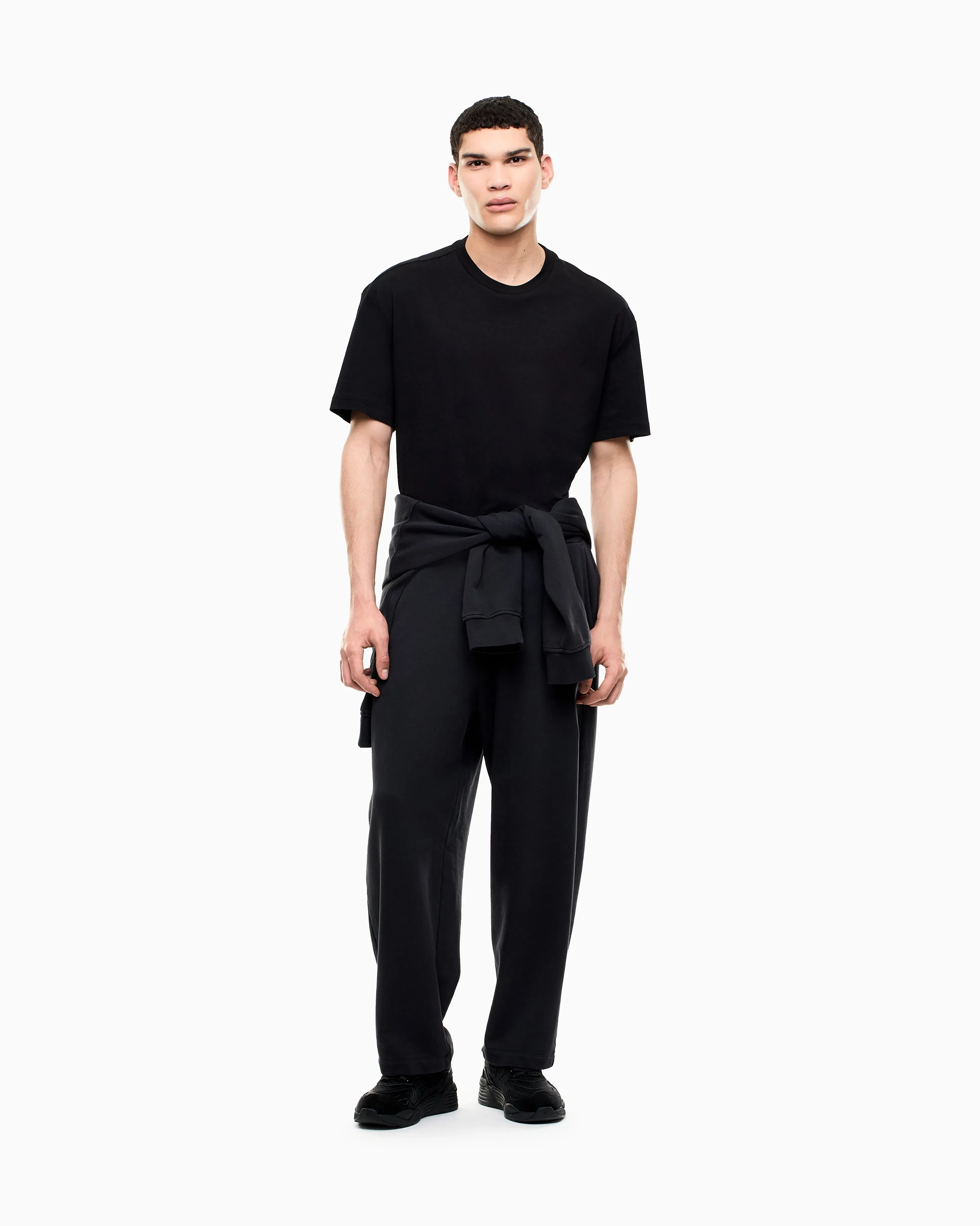 EA7 T-shirt Black & White cotton jersey rib details