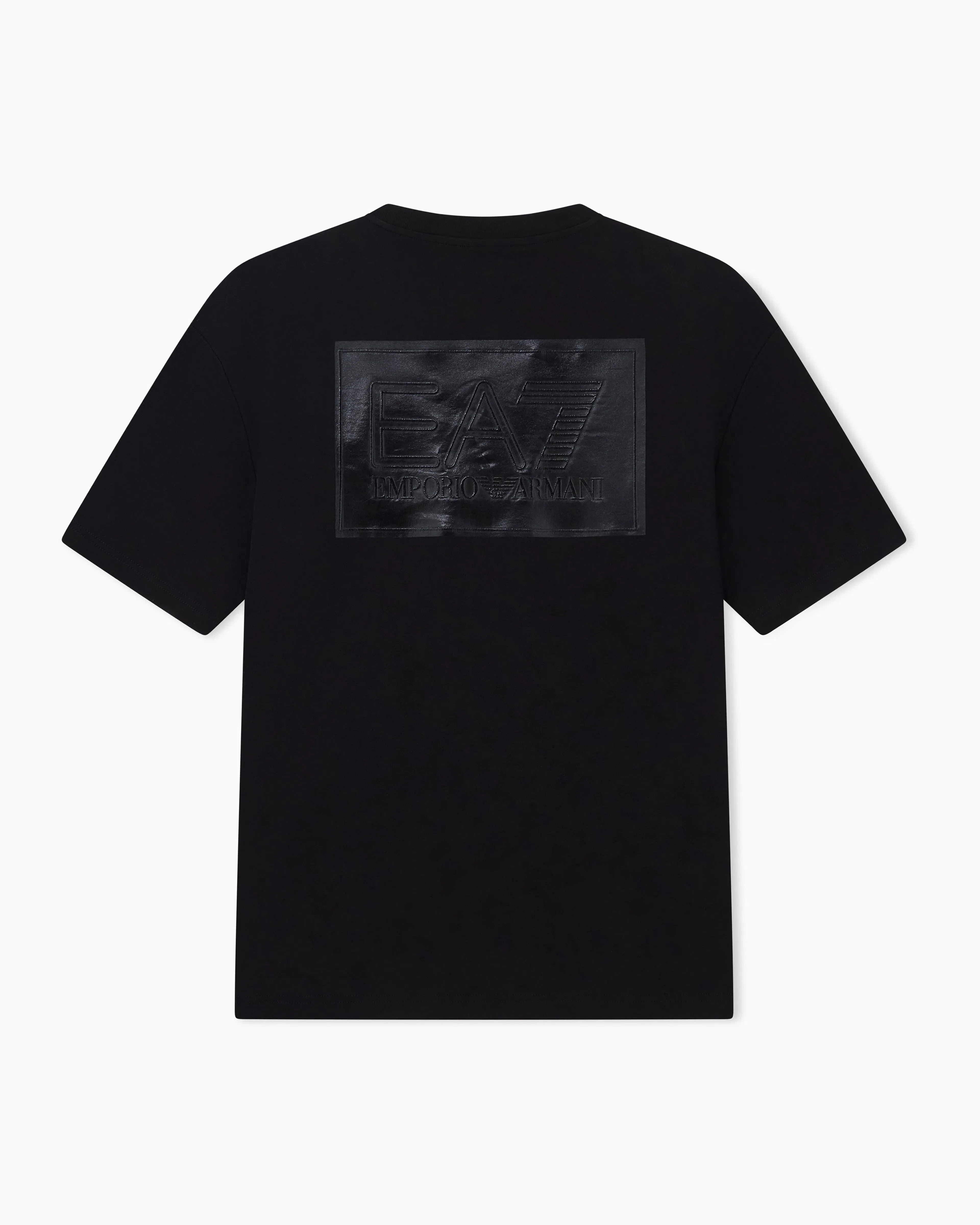 EA7 T-shirt Black & White cotton jersey rib details