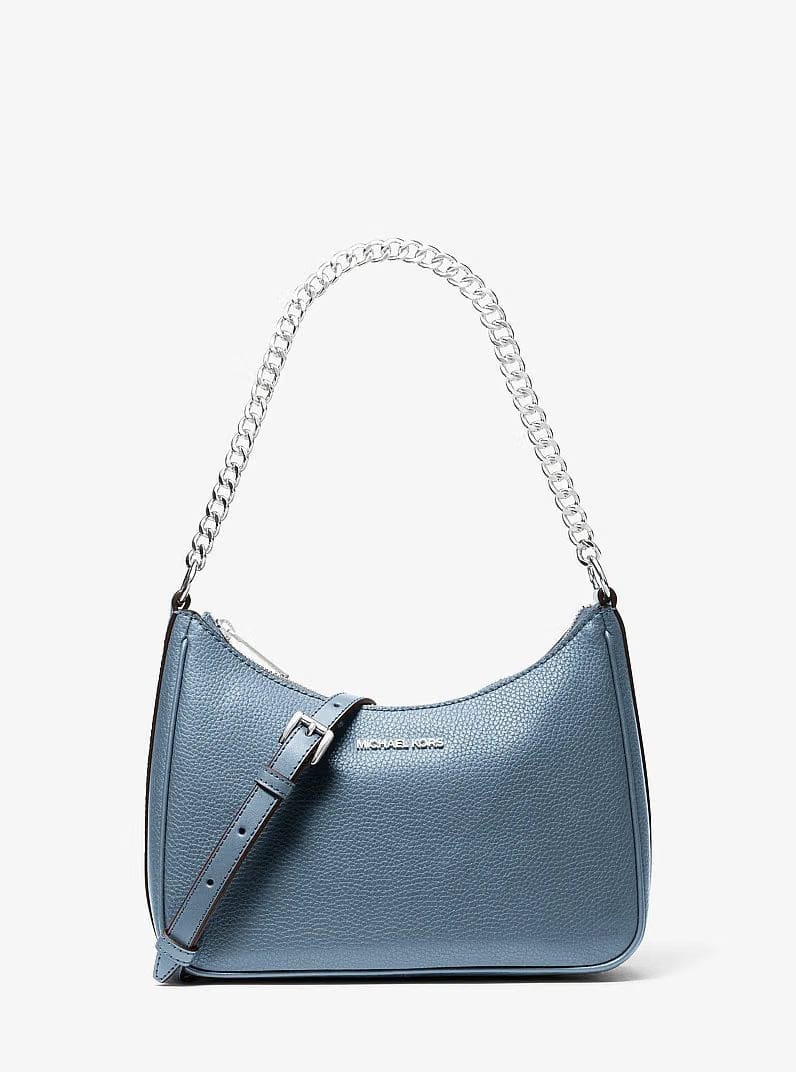 Michael Kors Jet Set Large Pebbled Leather Convertible Crossbody Bag Denim