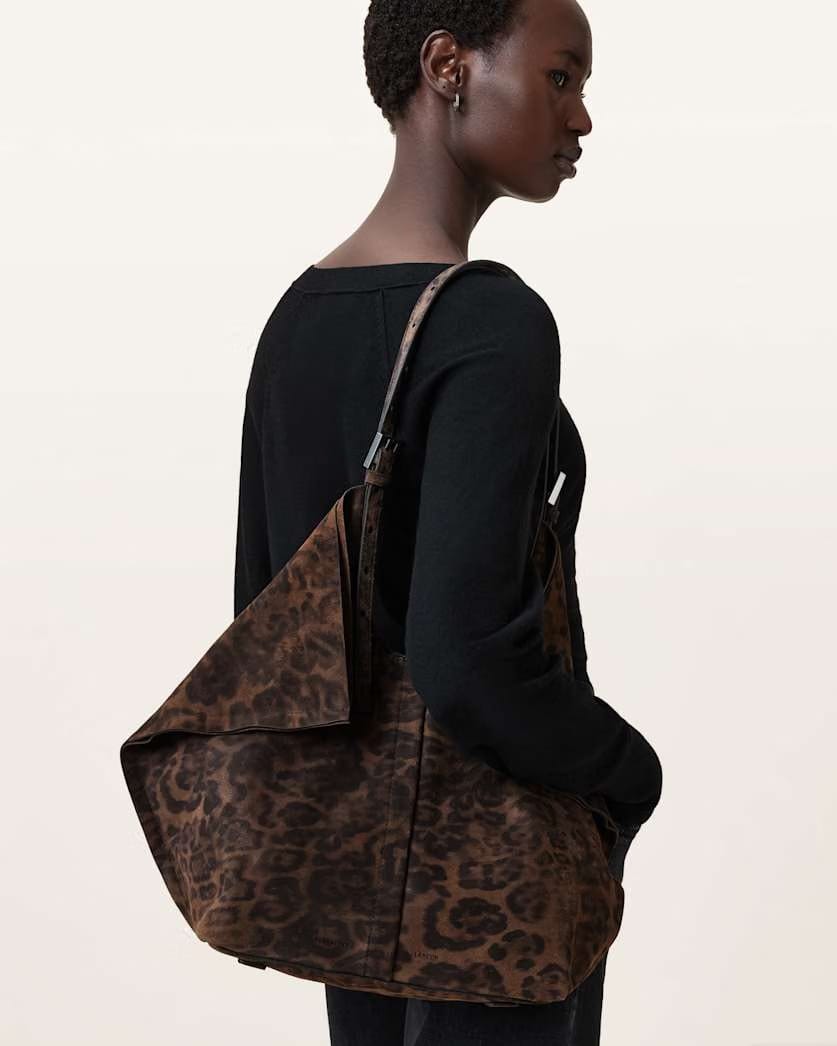 AllSaints Ara Leopard Print Tote Bag Women's Leopard Brown Women's