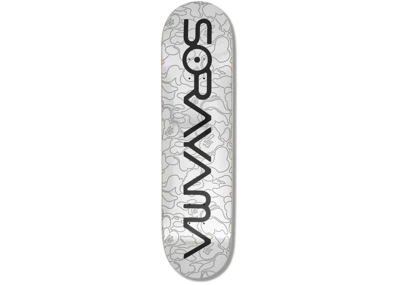 Bape X Hajime Sorayama Camo Skateboard Deck Silver