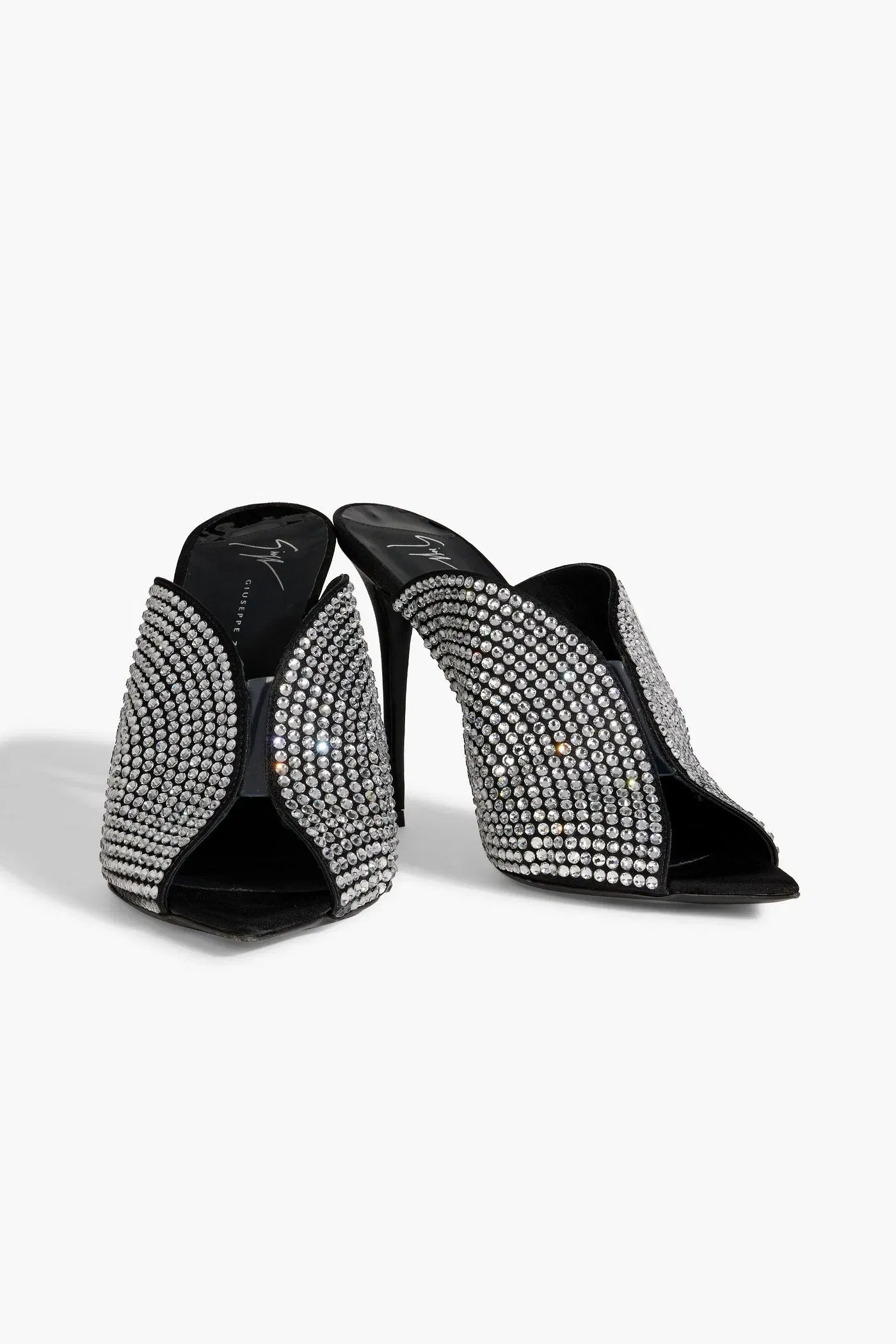 Giuseppe Zanotti Intriigo Sparkle Crystal-Embellished Satin Mules Black Women's