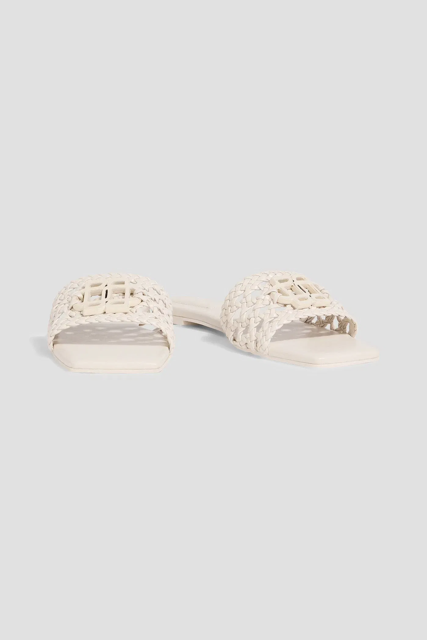 Simkhai Dion Embellished Woven Slides Off-White Women's