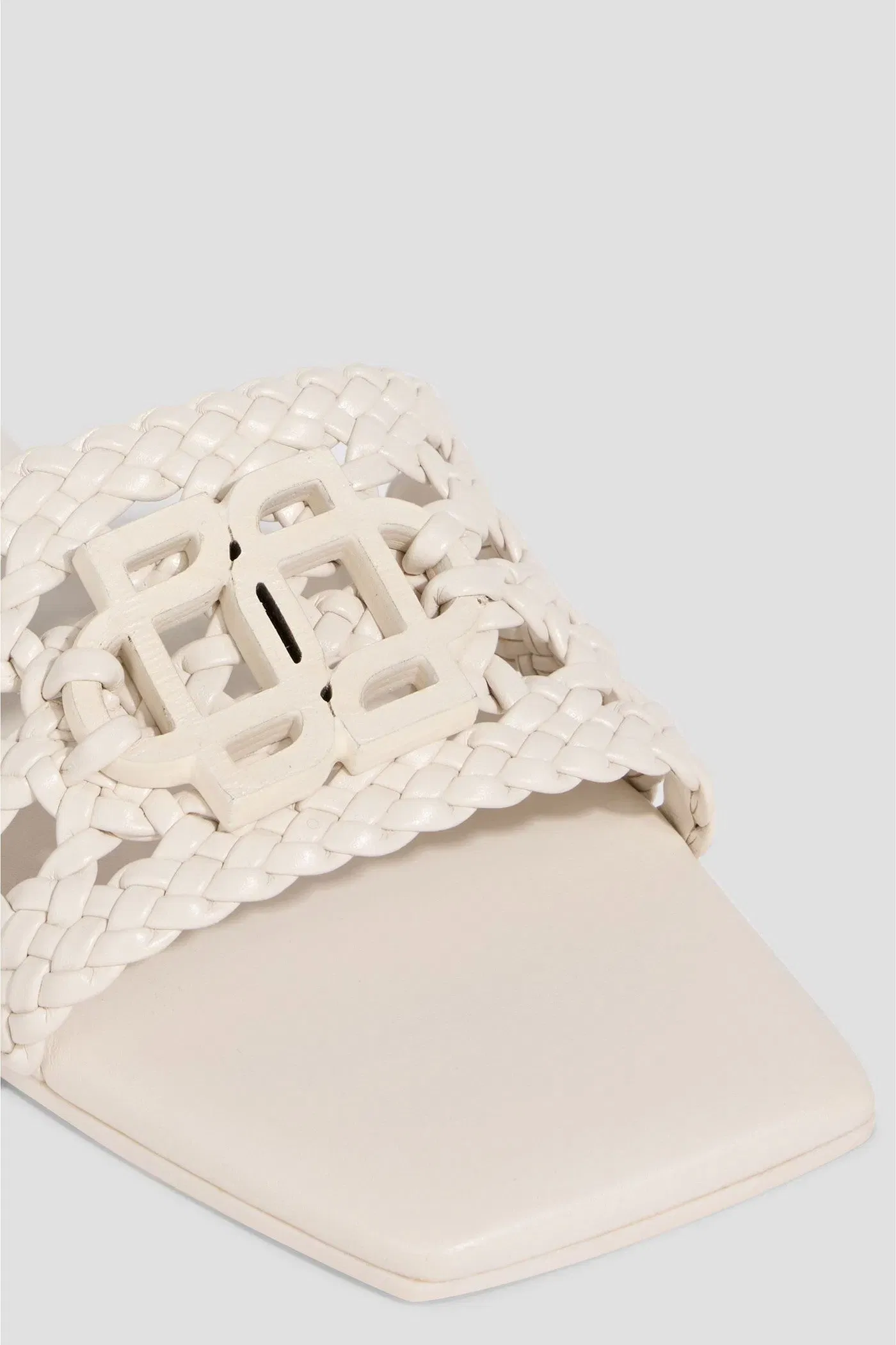 Simkhai Dion Embellished Woven Slides Off-White Women's
