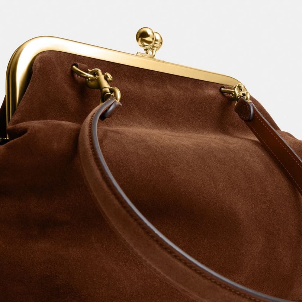 Coach Kisslock Frame Bag 27 in Brass Warm Brown