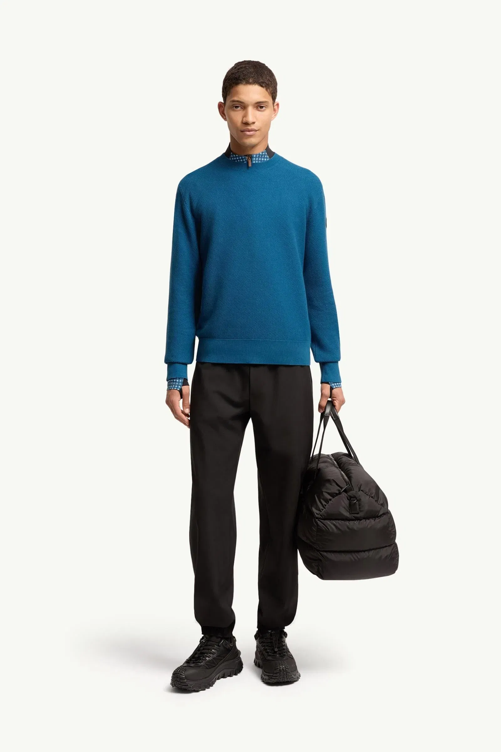 Moncler Cotton Knit Sweater Ink Blue Ink Blue