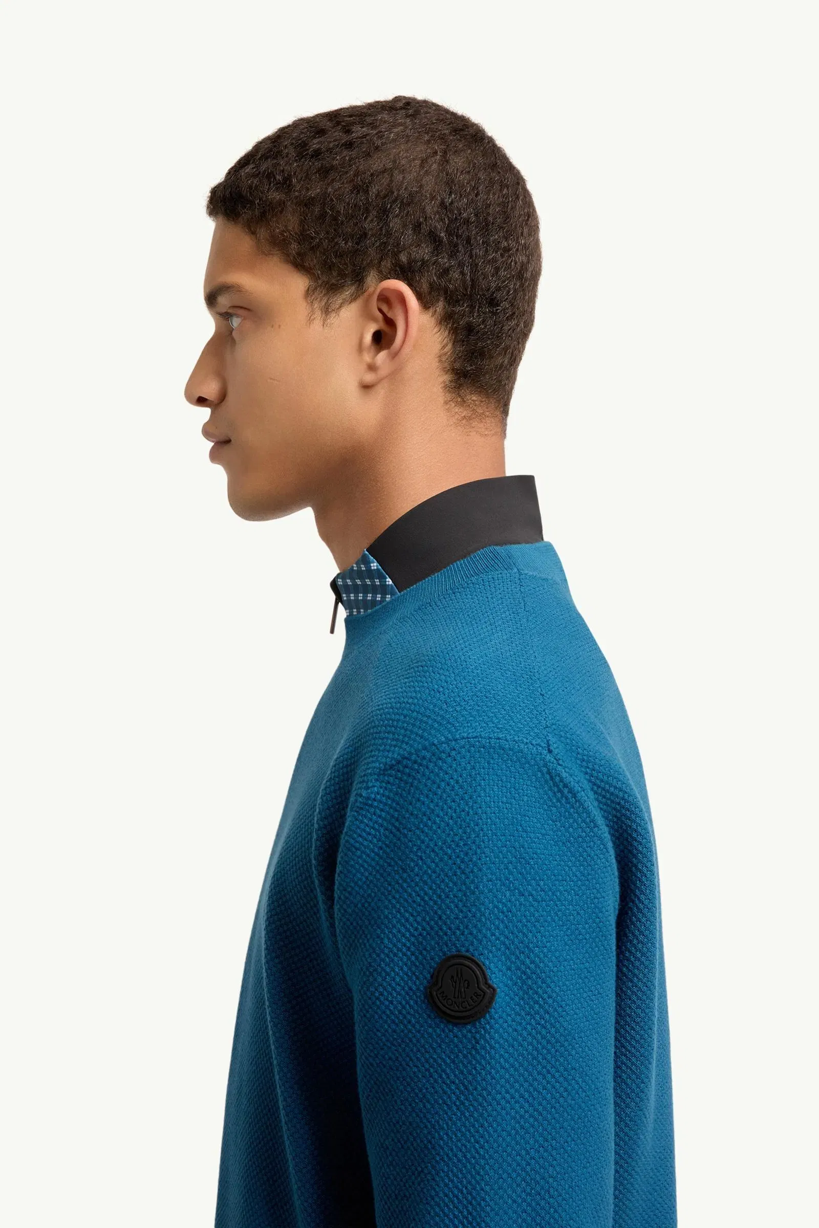 Moncler Cotton Knit Sweater Ink Blue Ink Blue