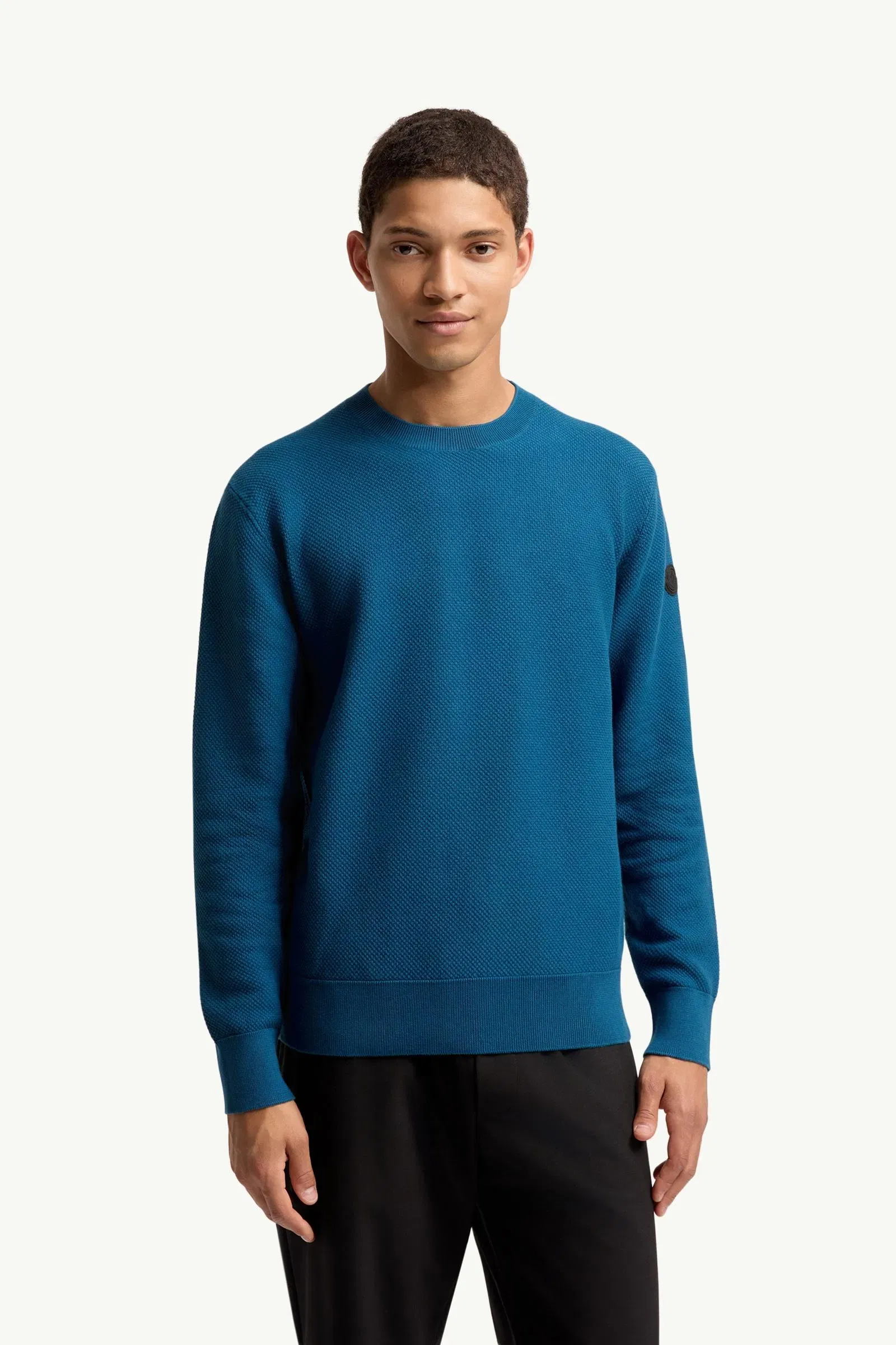 Moncler Cotton Knit Sweater Ink Blue Ink Blue