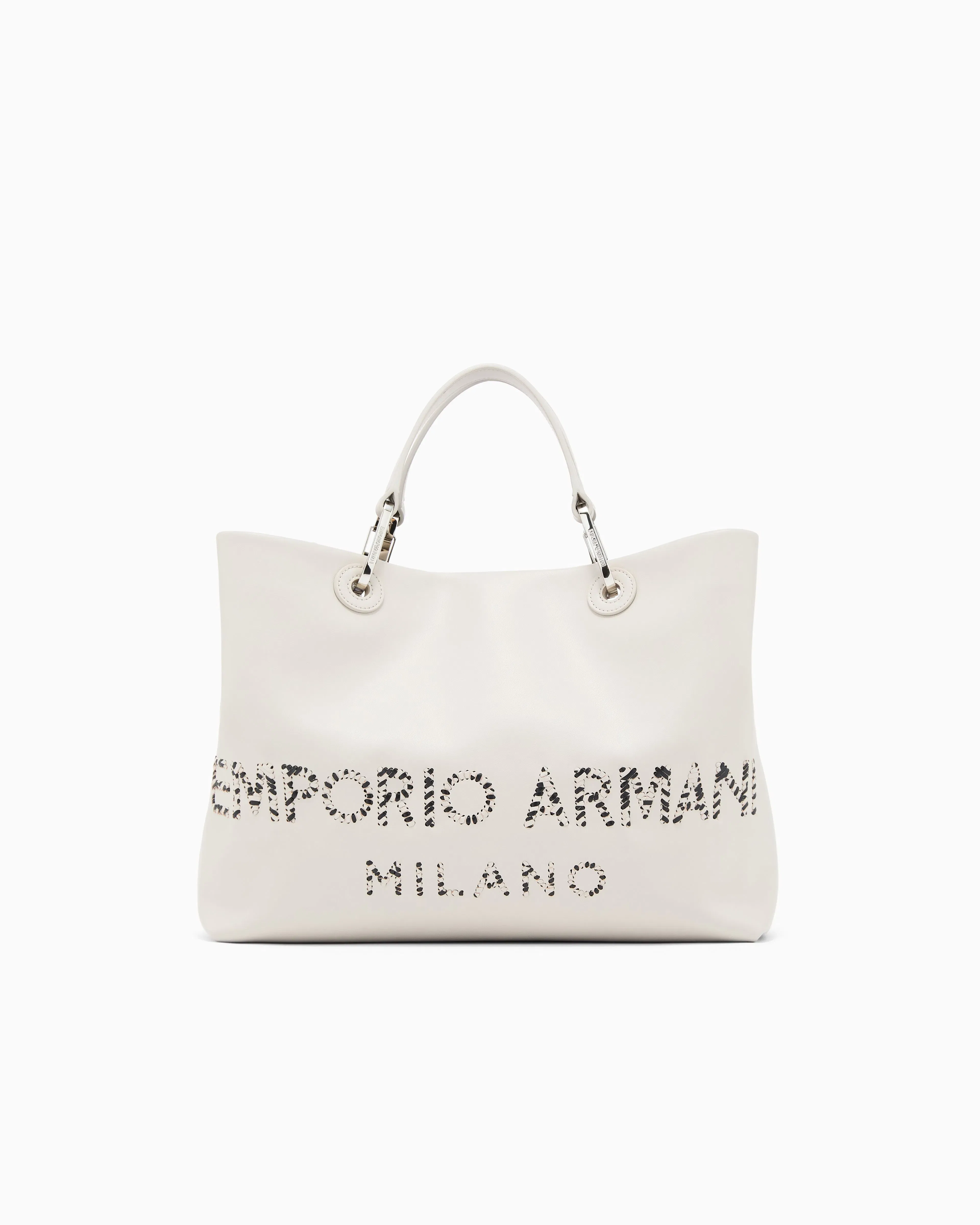 Emporio Armani MyEA medium shopper bag in nappa leather with a zebra-striped logo